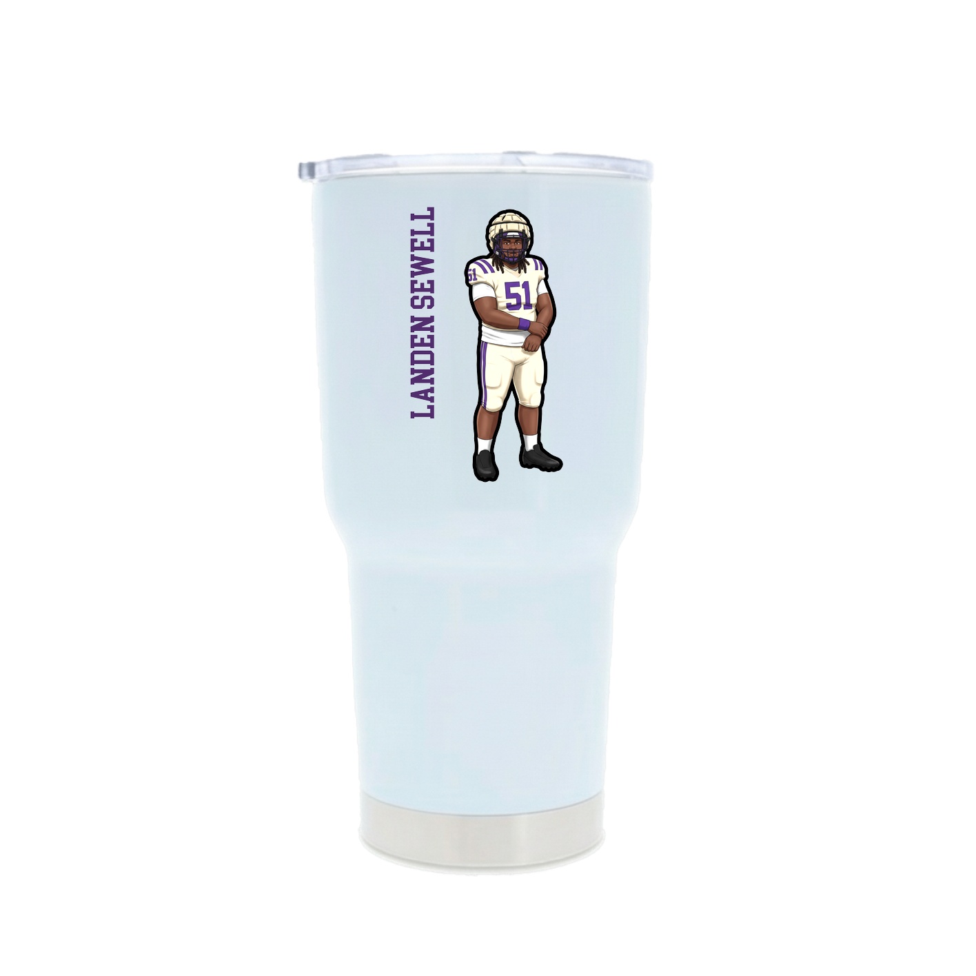 30oz Stainless Steel Tumbler — Name Vertical in White