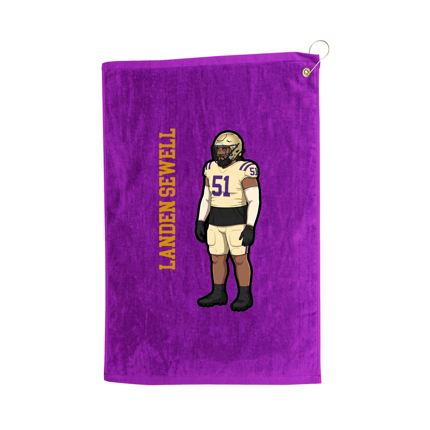 Golf Towel — Name Vertical in Purple
