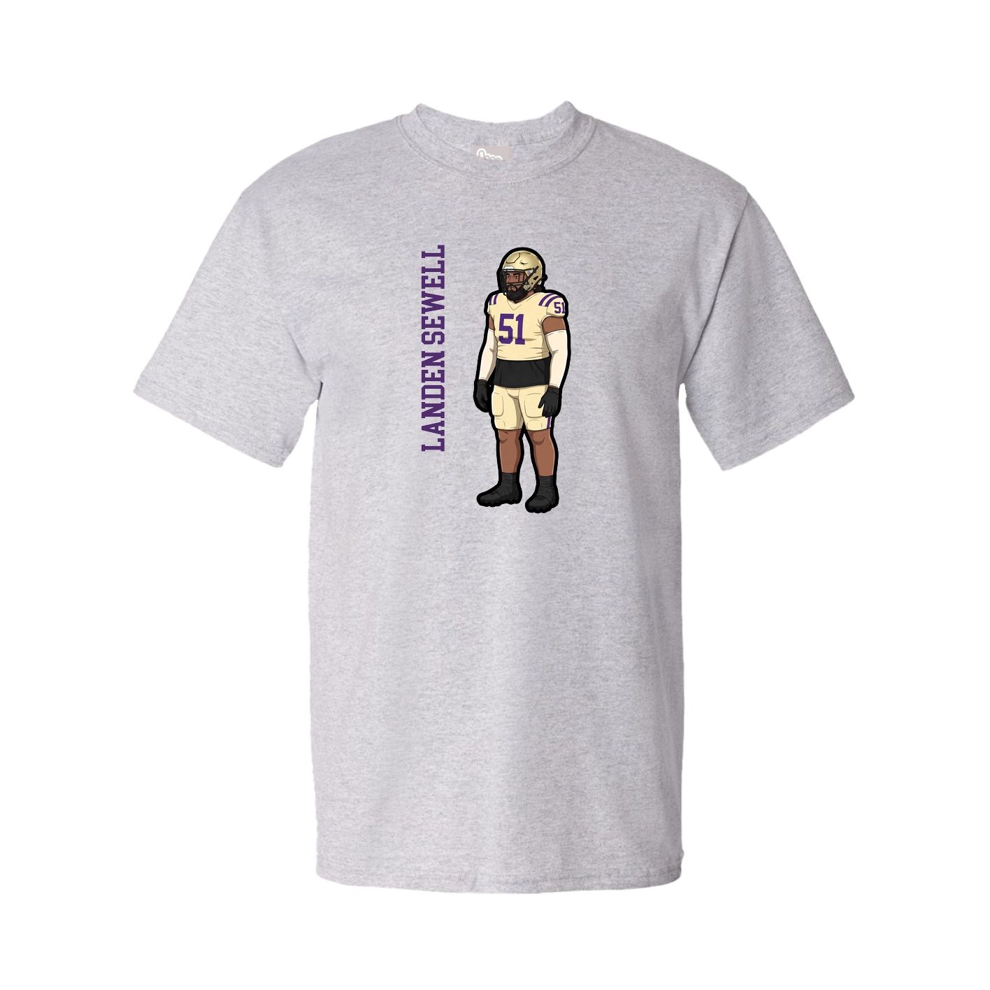 Youth Tee — Name Vertical in Grey