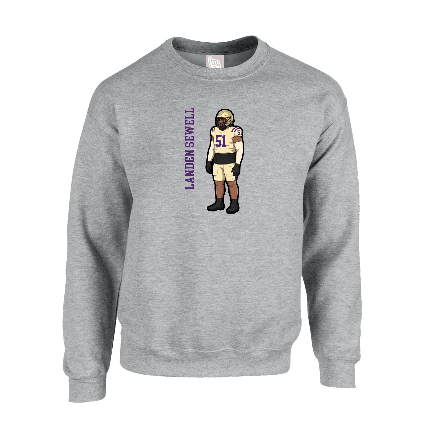 Fleece Crew — Name Vertical in Grey