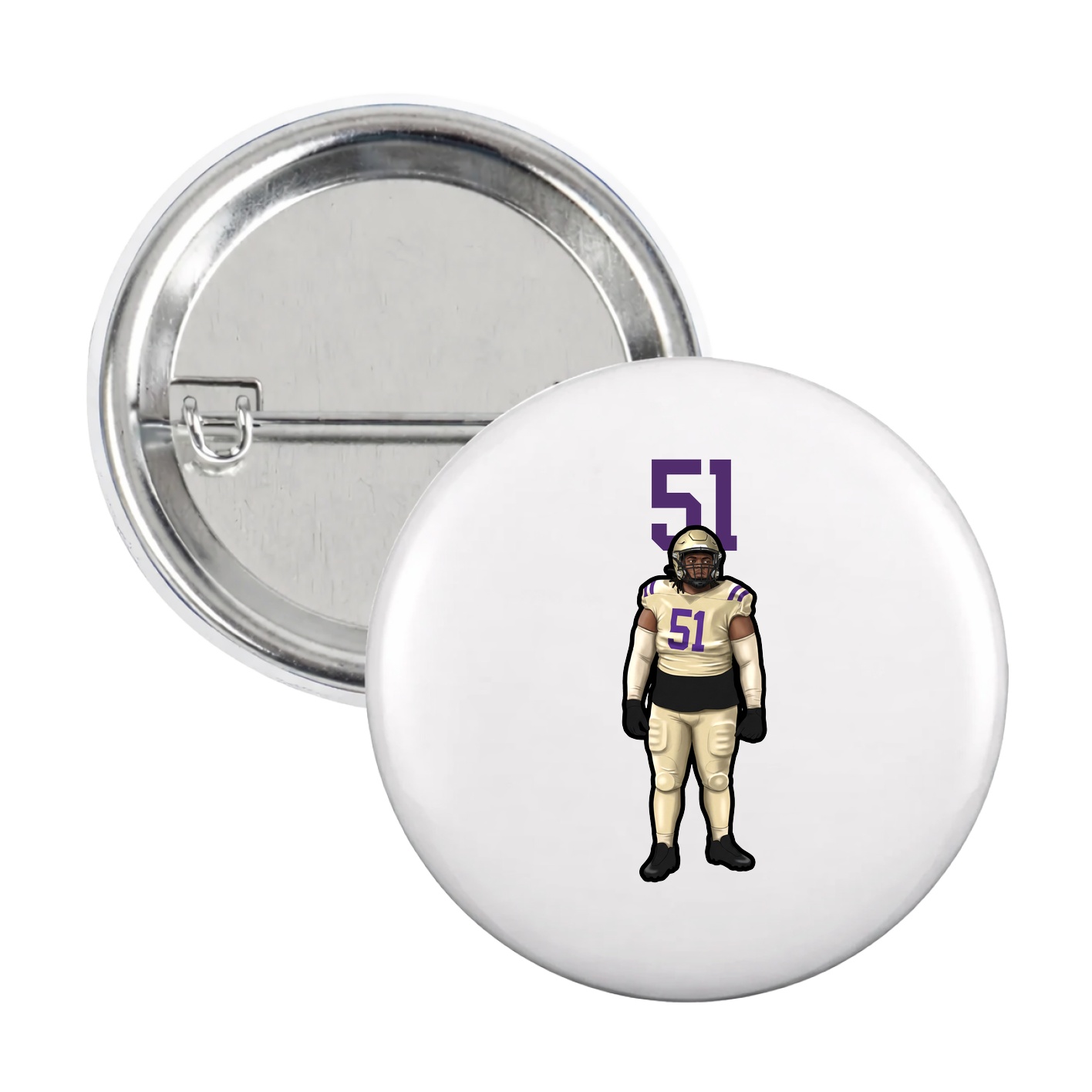 Game Day Button — Number Top in White