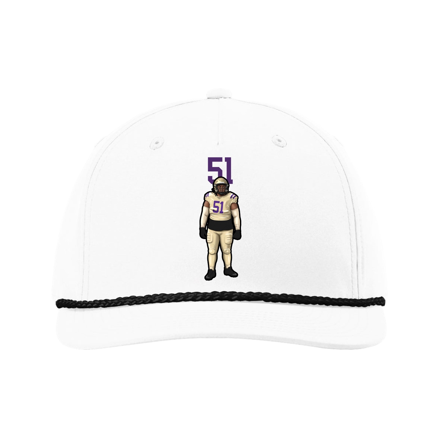 Five-Panel Classic Rope Cap — Number Top in White