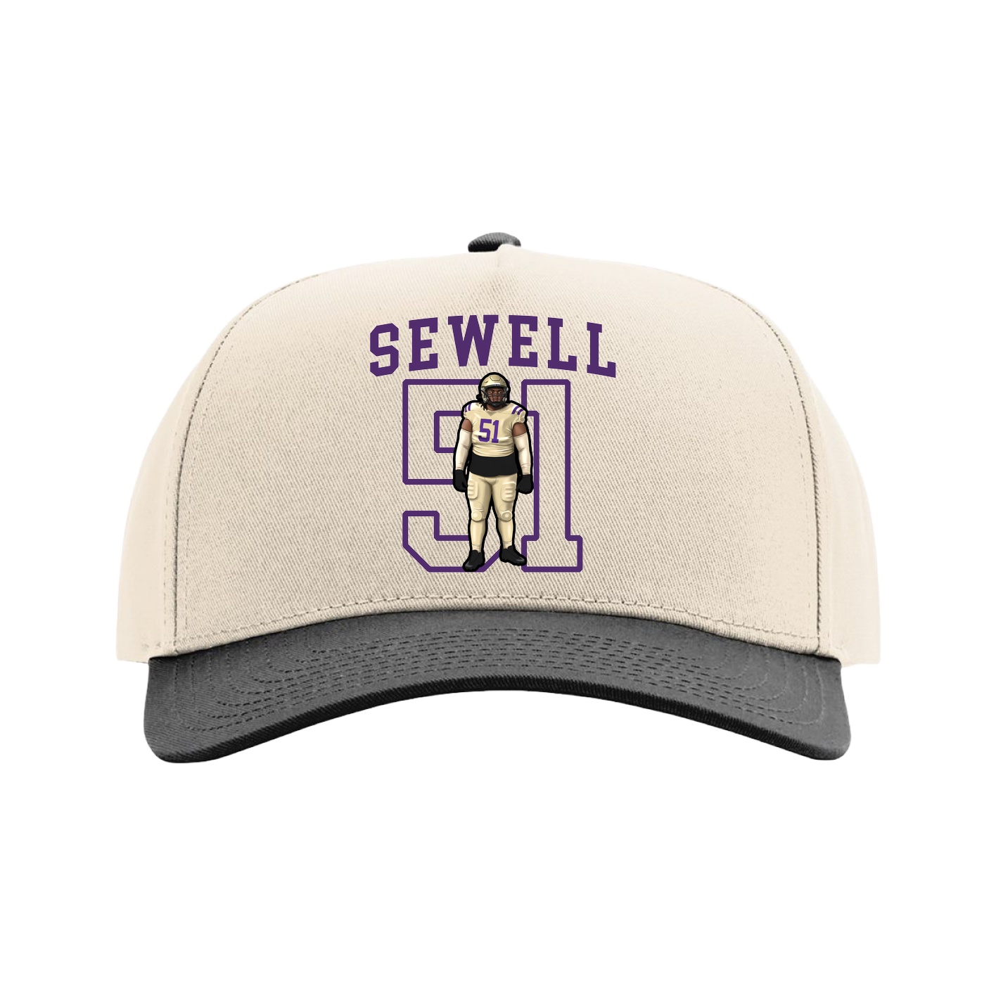 Full Fabric Five-Panel Champ Cap — Shirsey in Cream/Black