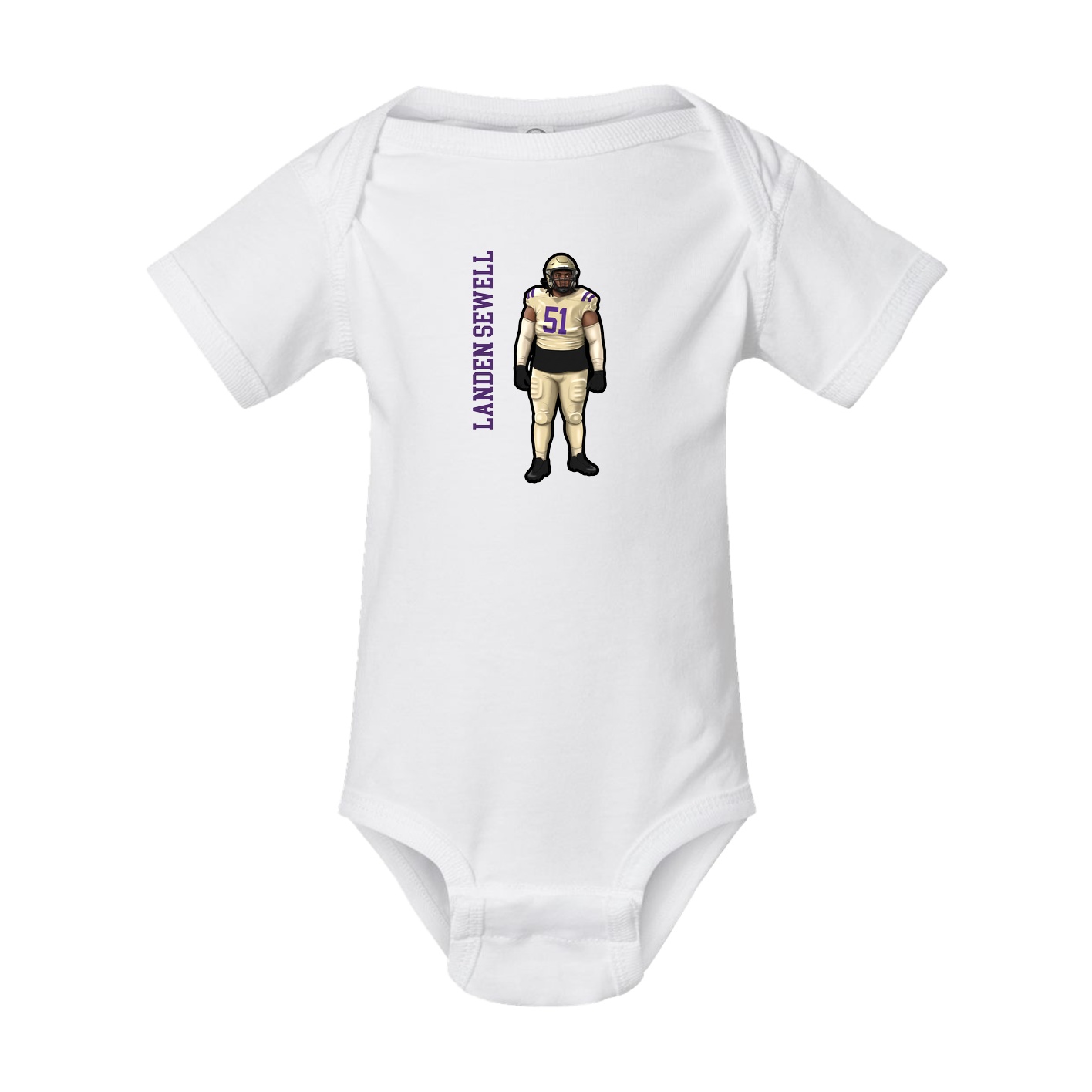 Baby Onesie — Name Vertical in White