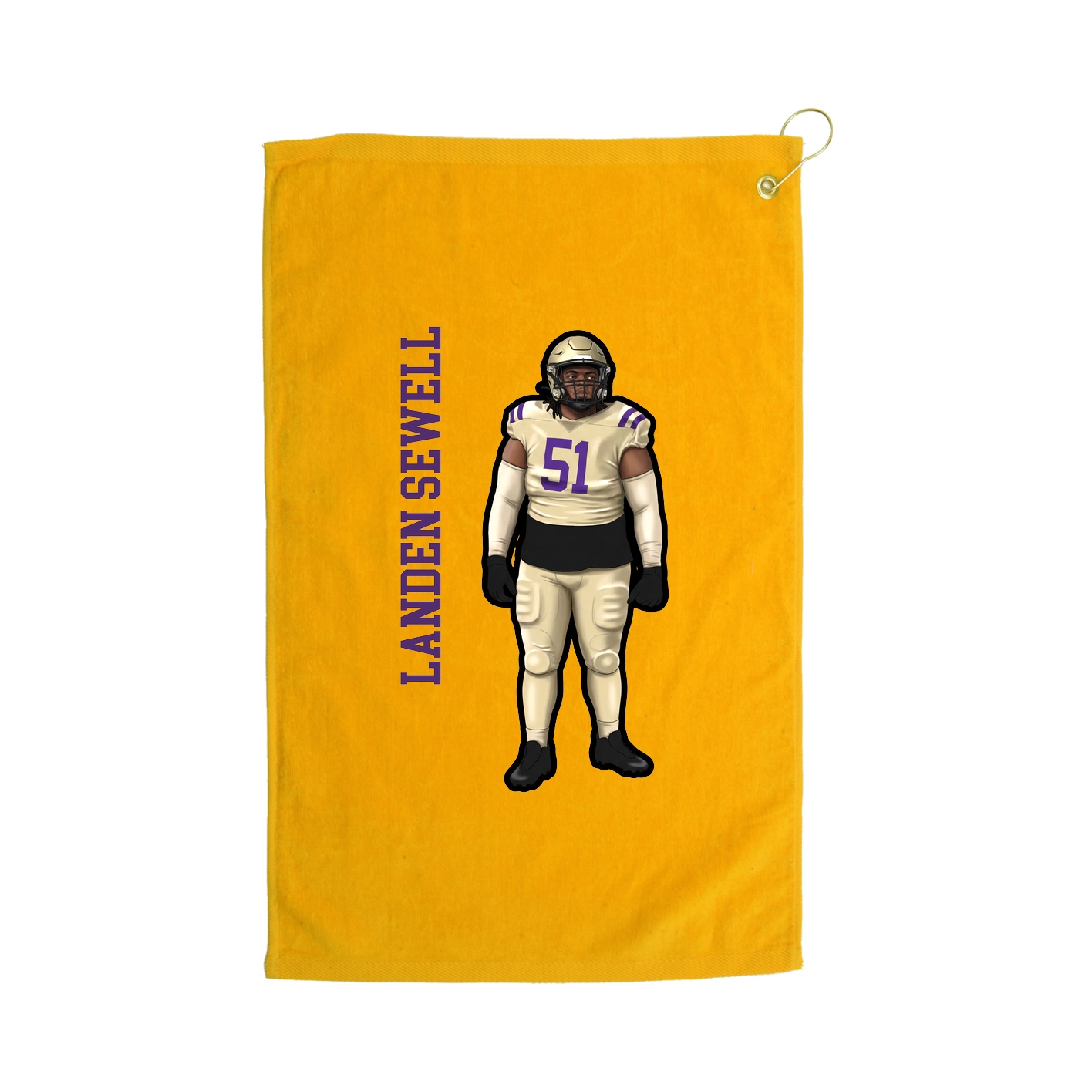 Golf Towel — Name Vertical in Gold