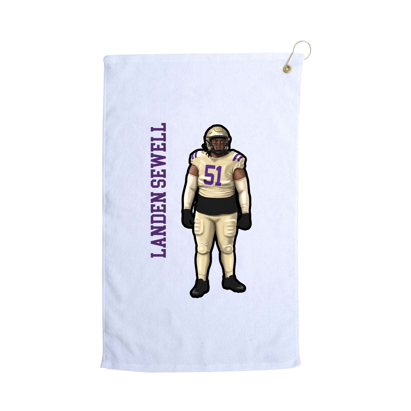 Golf Towel — Name Vertical in White