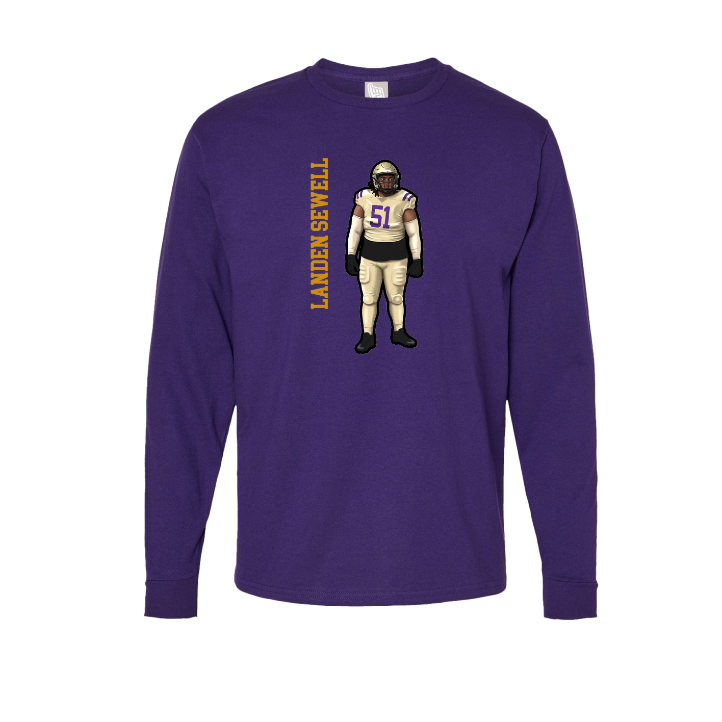 Long Sleeve Tee — Name Vertical in Purple