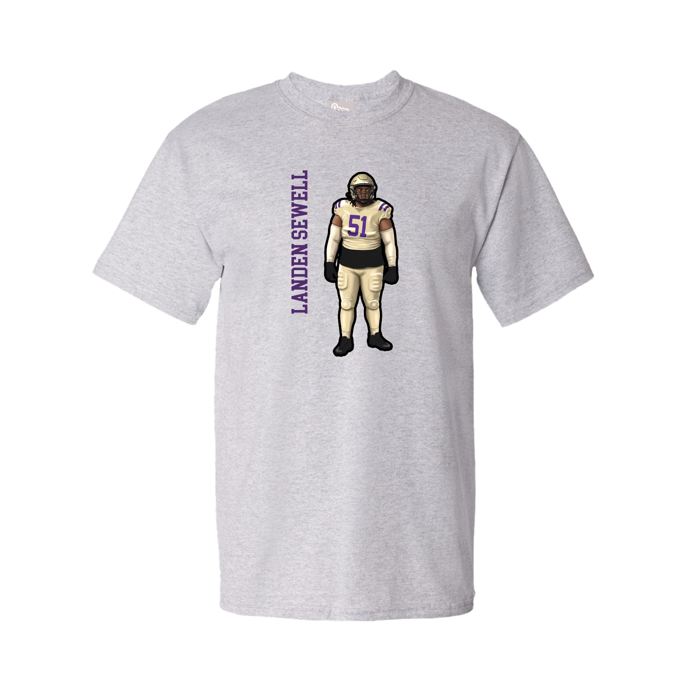 Youth Tee — Name Vertical in Grey