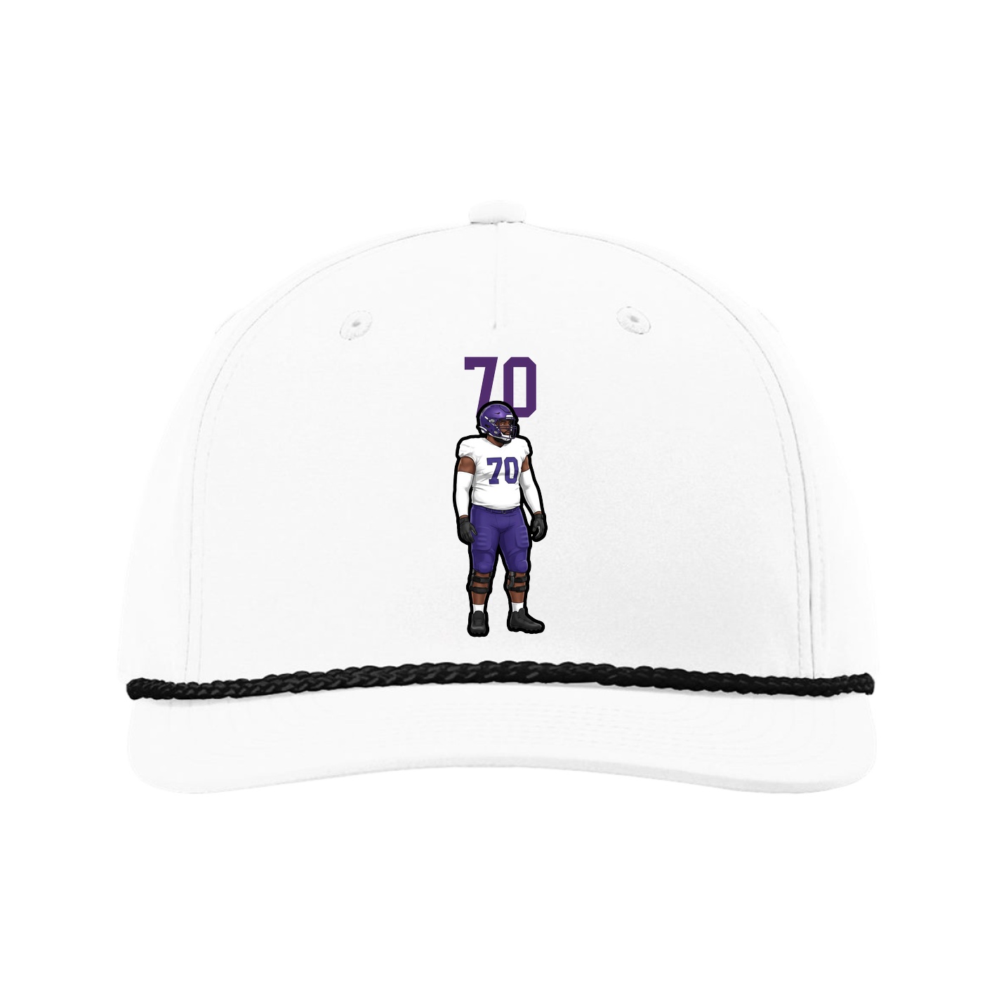 Five-Panel Classic Rope Cap — Number Top in White
