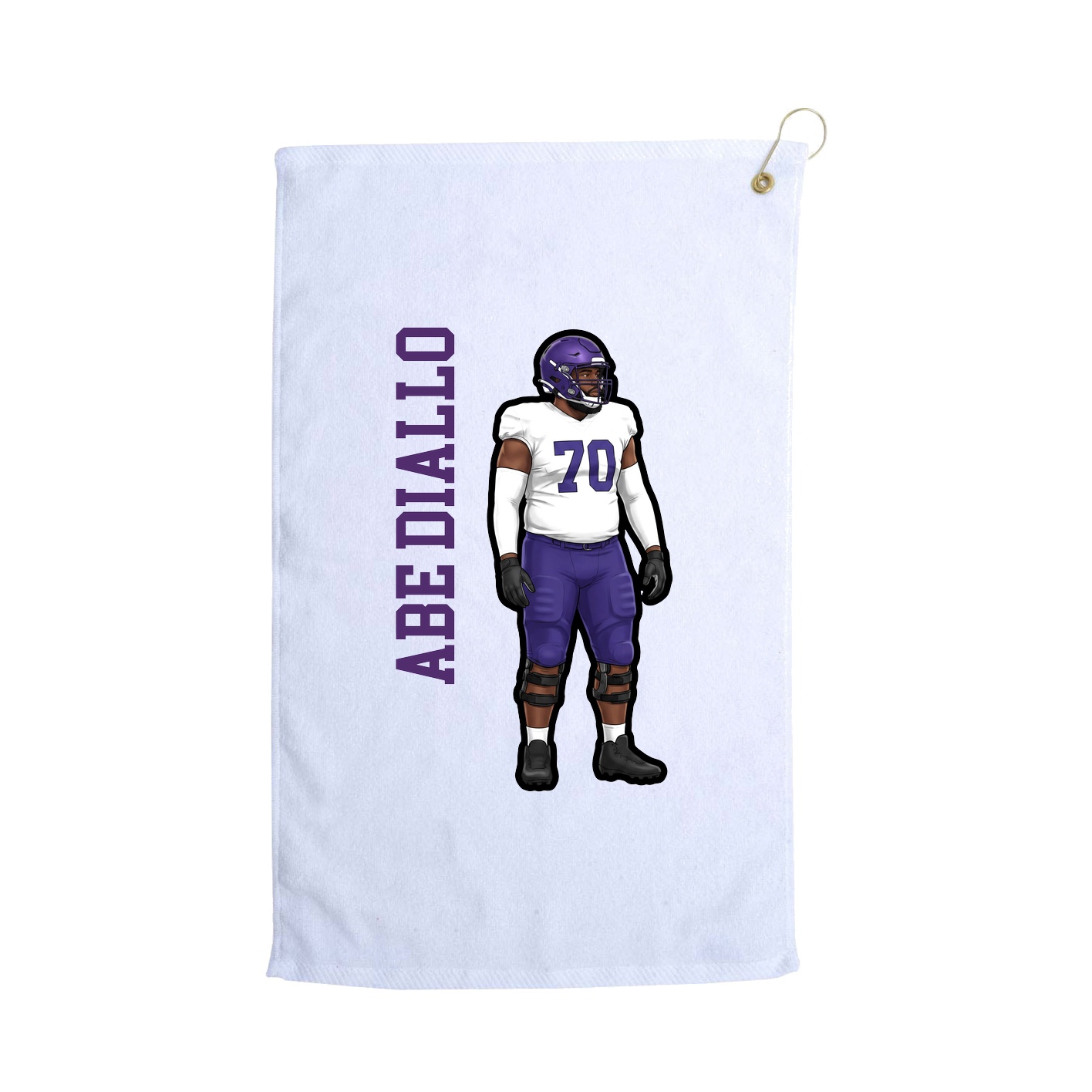 Golf Towel — Name Vertical in White