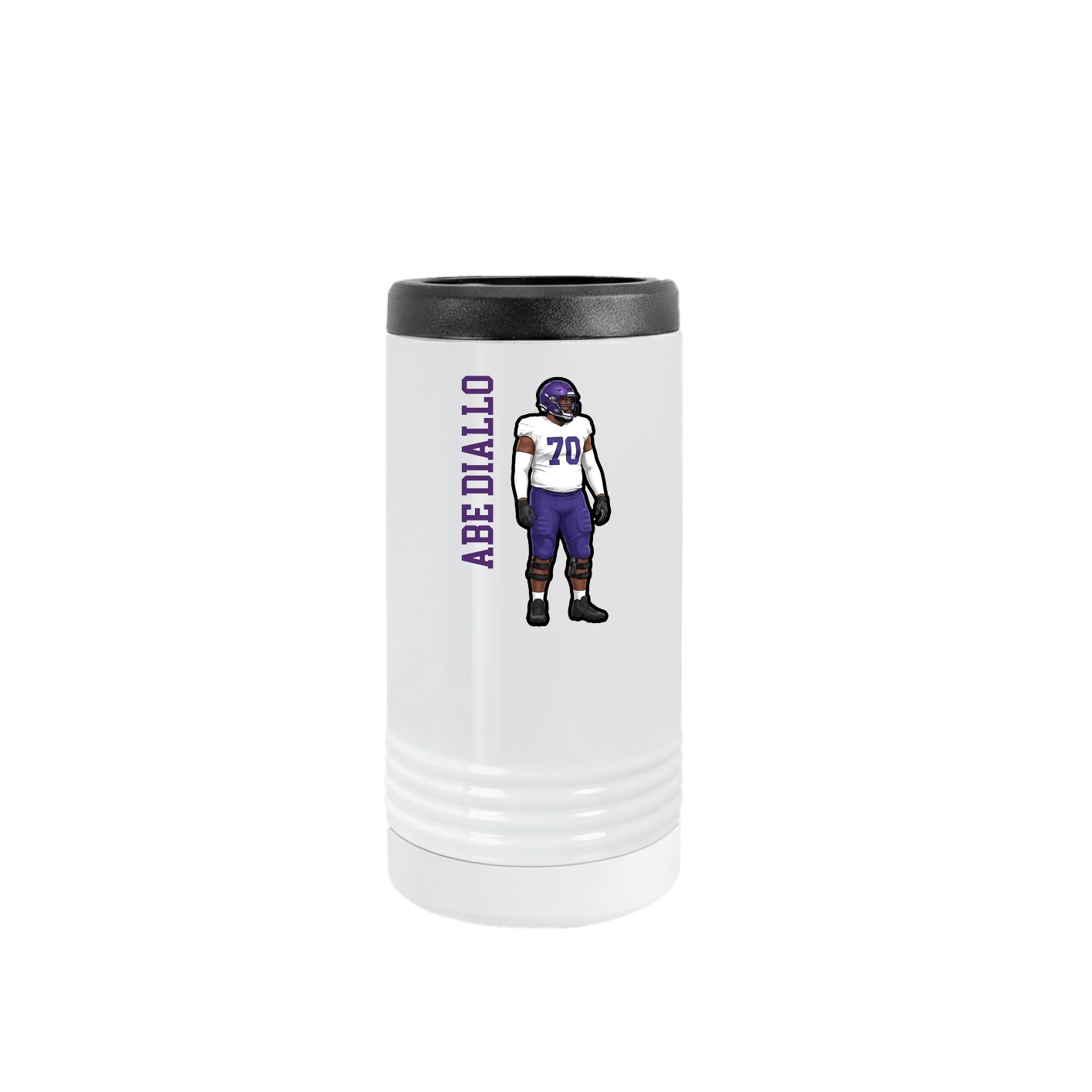 Slim Beverage Holder — Name Vertical in White