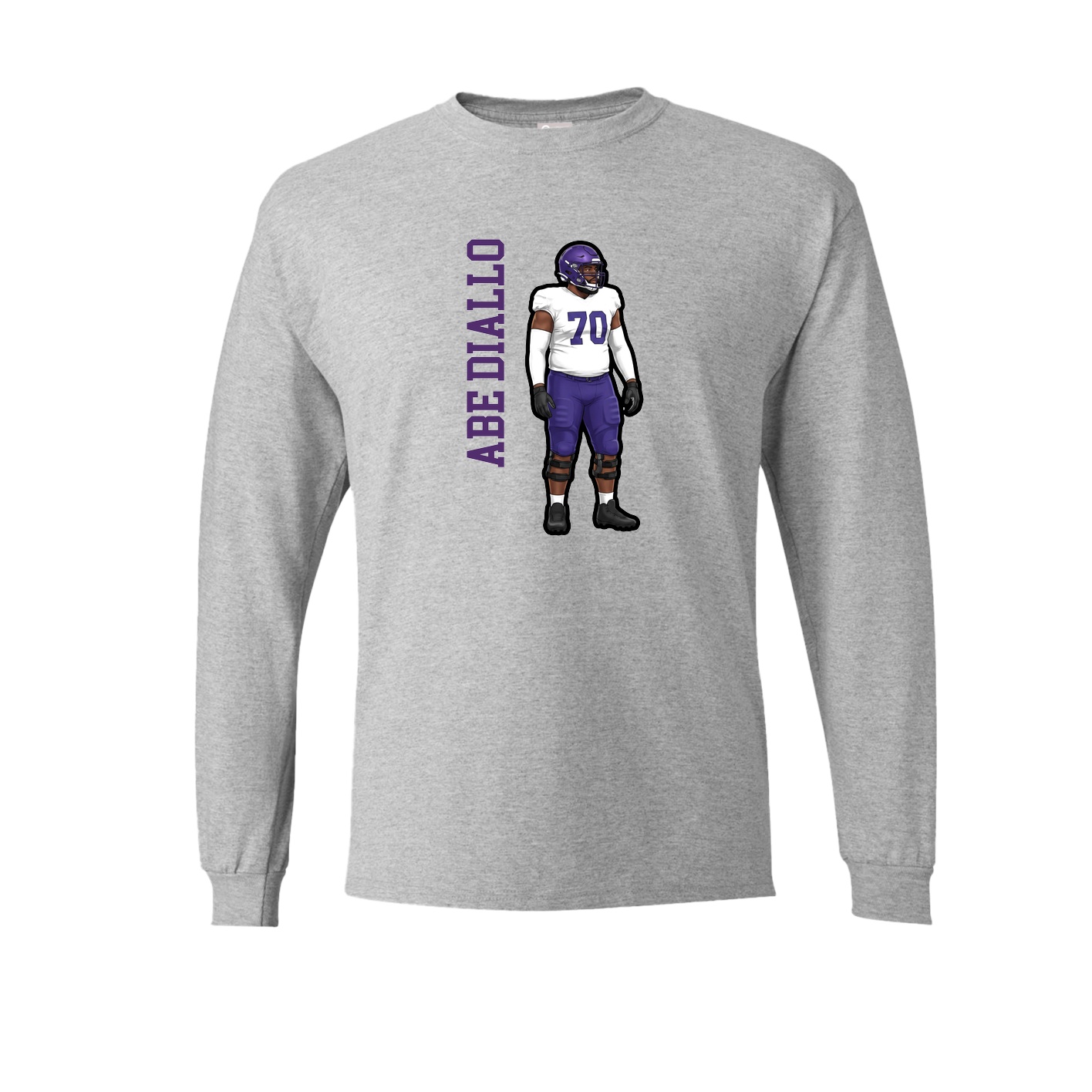 Long Sleeve Tee — Name Vertical in Grey