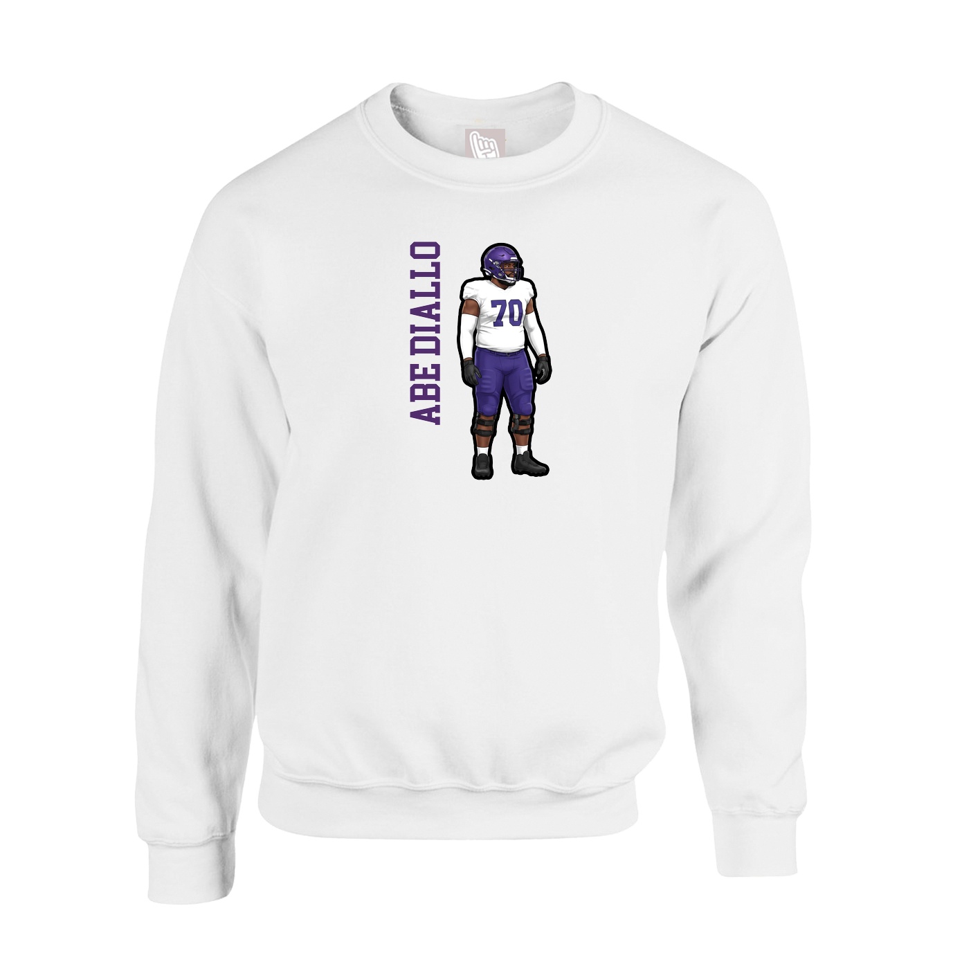 Fleece Crew — Name Vertical in White