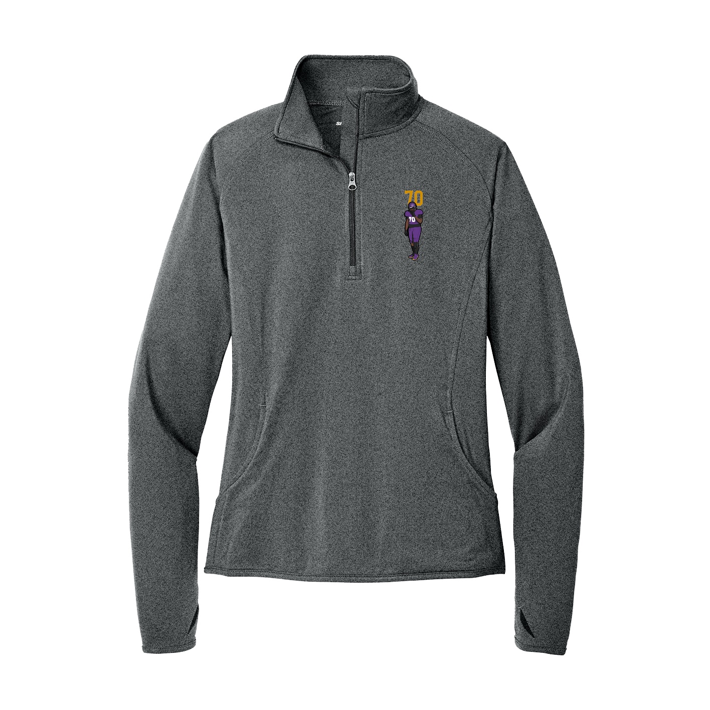 Women's Q-Zip Pullover — Number Top in Grey