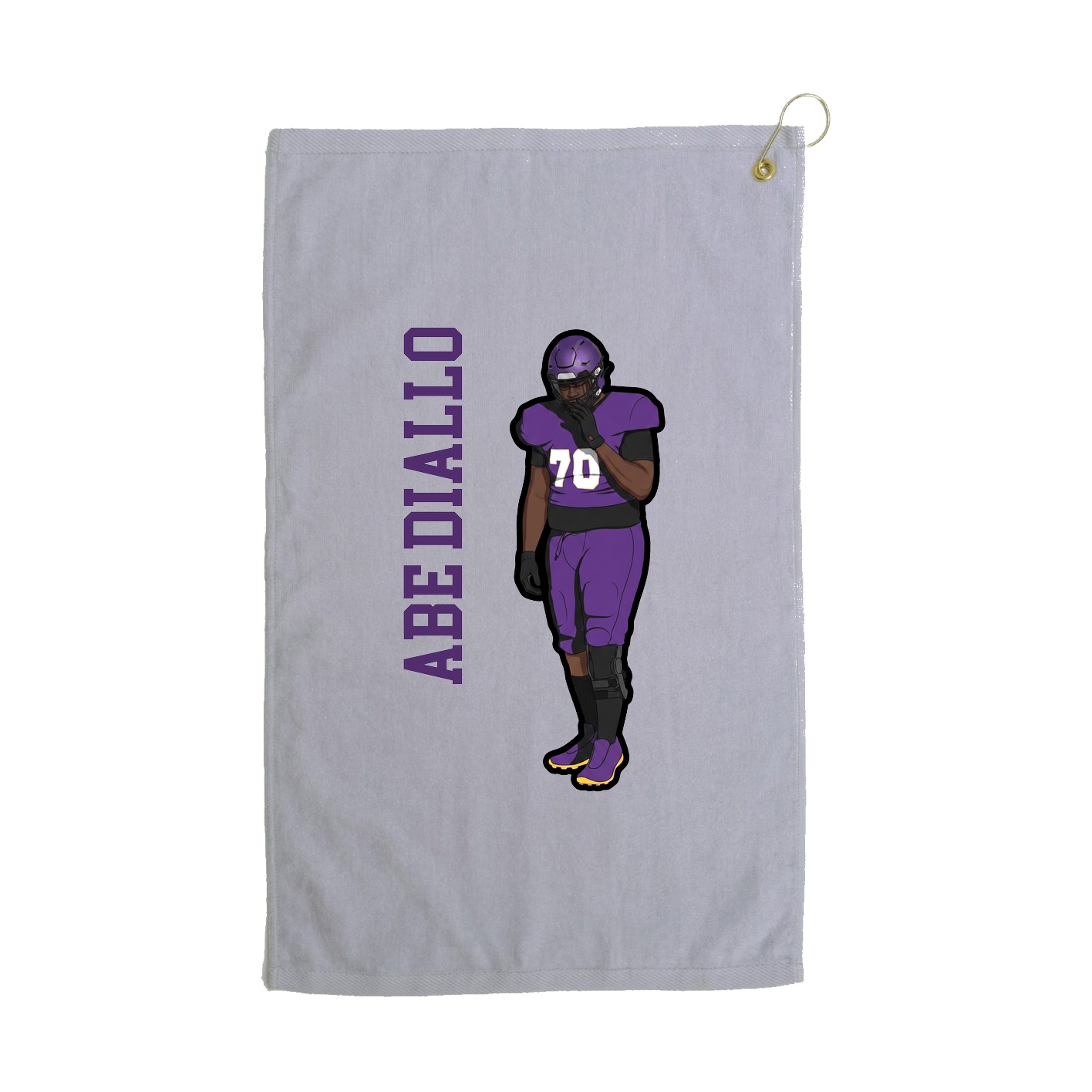 Golf Towel — Name Vertical in Grey