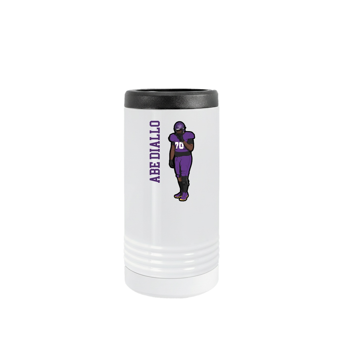 Slim Beverage Holder — Name Vertical in White