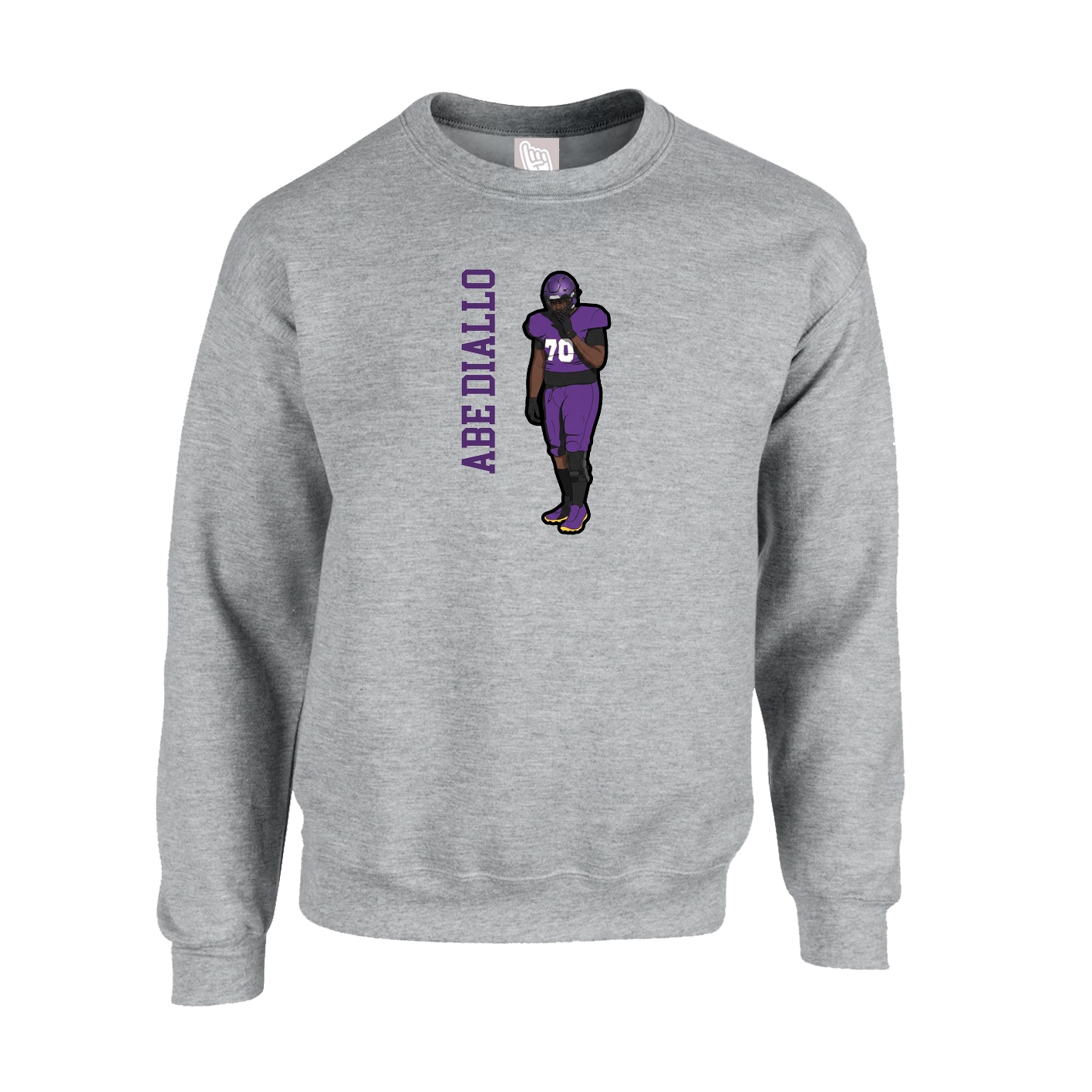 Fleece Crew — Name Vertical in Grey