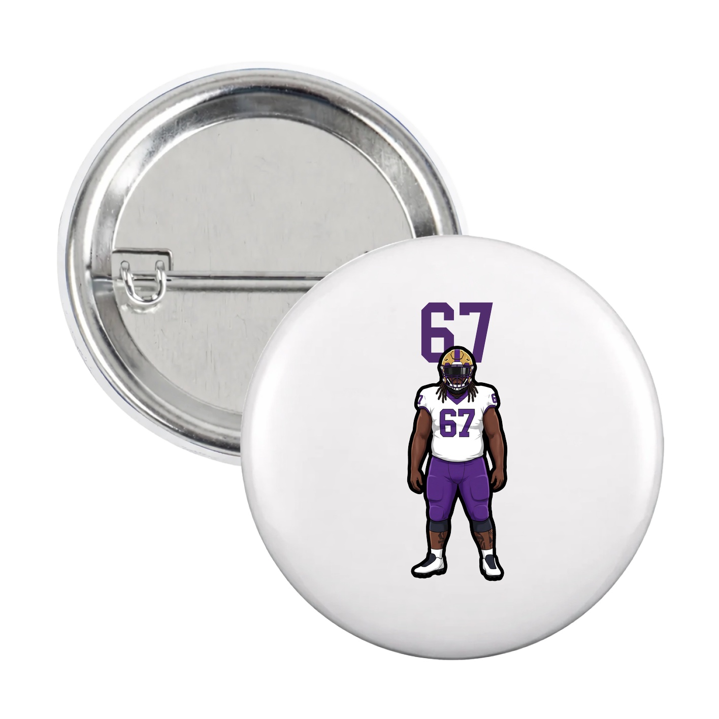 Game Day Button — Number Top in White
