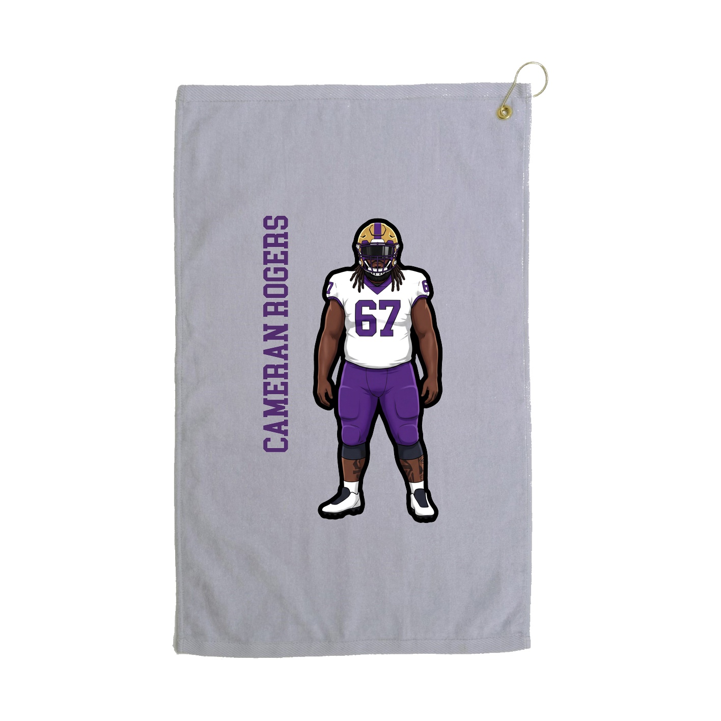 Golf Towel — Name Vertical in Grey