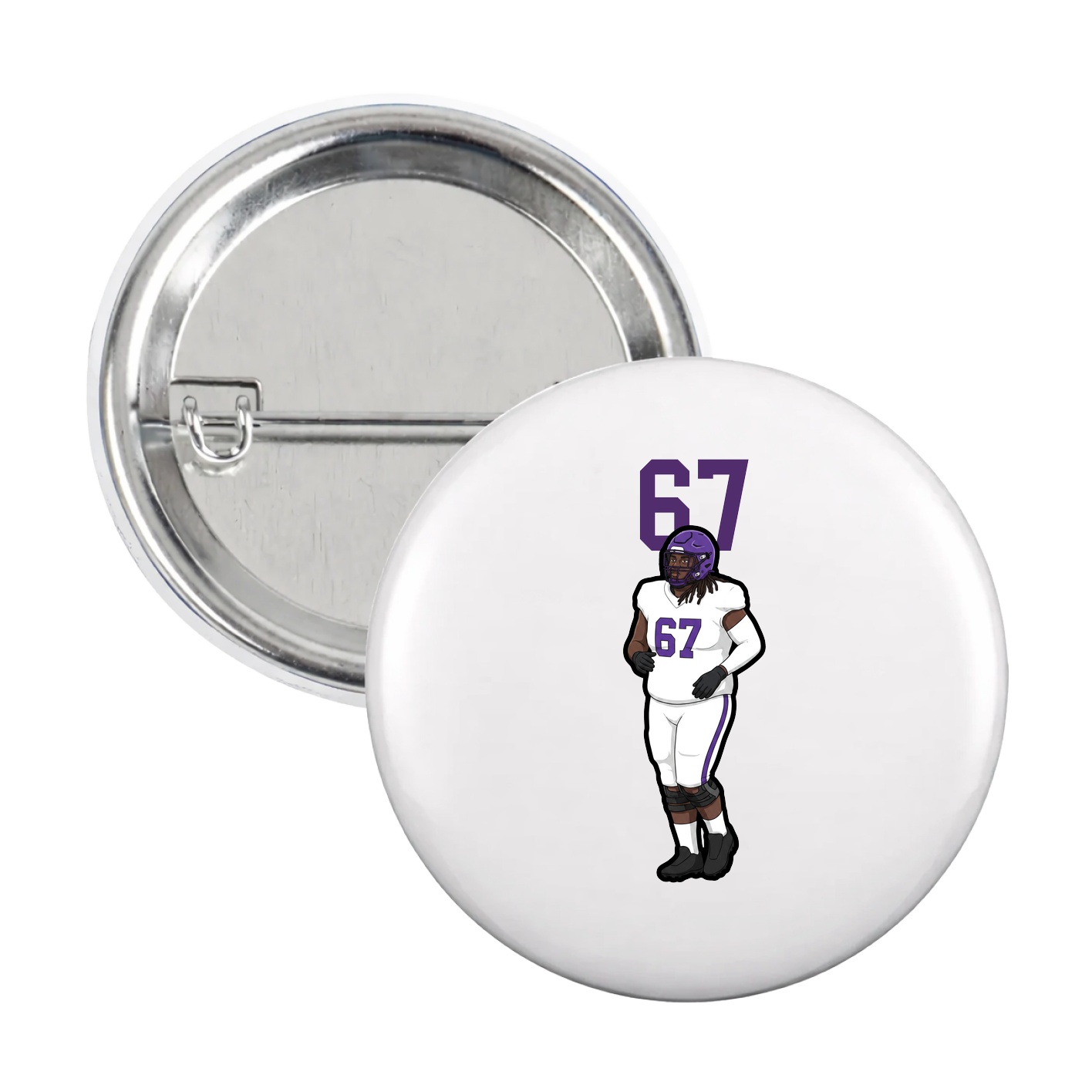 Game Day Button — Number Top in White