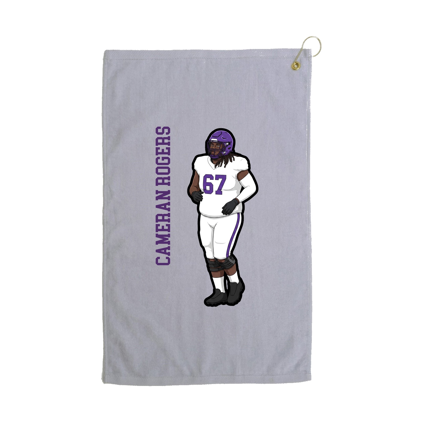 Golf Towel — Name Vertical in Grey