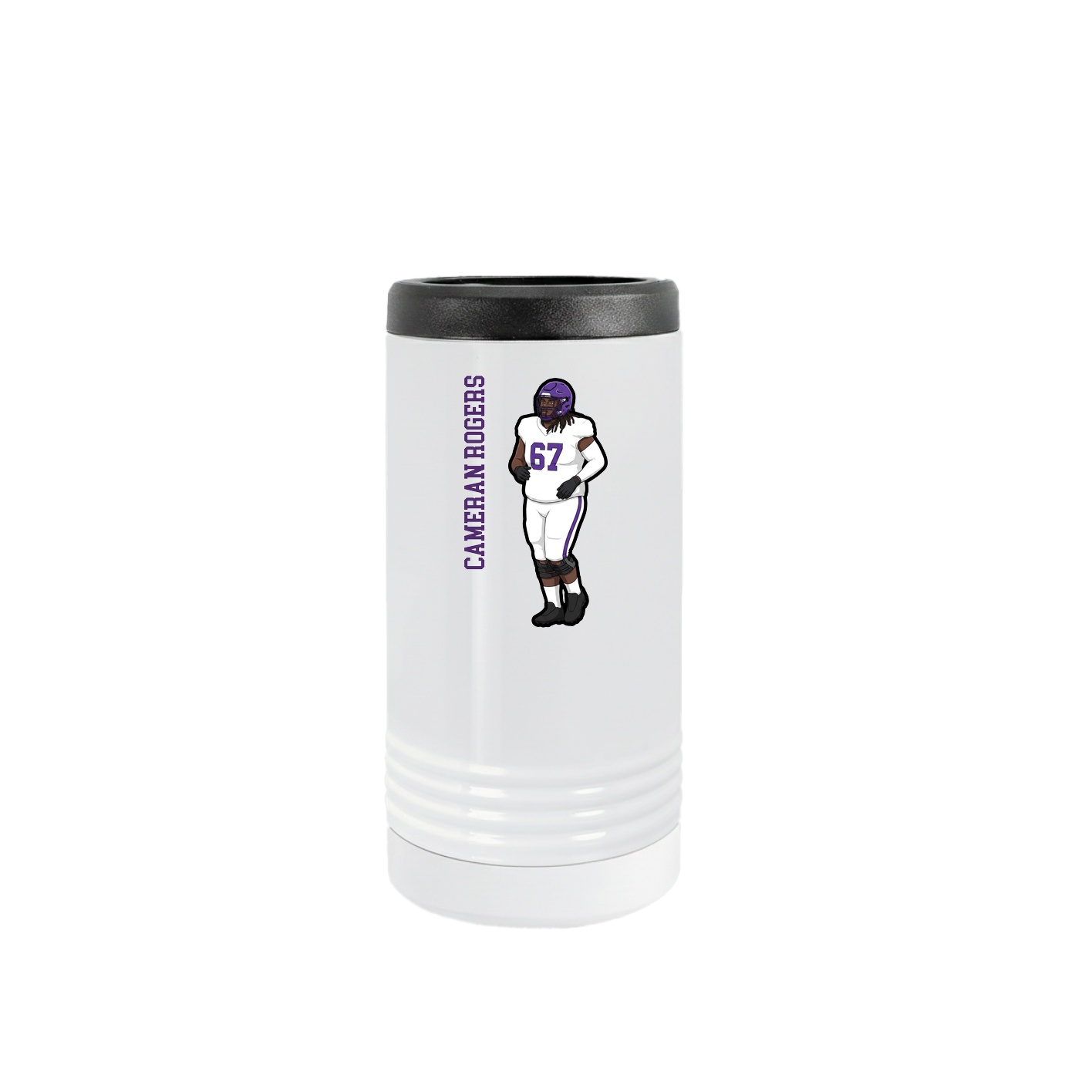 Slim Beverage Holder — Name Vertical in White