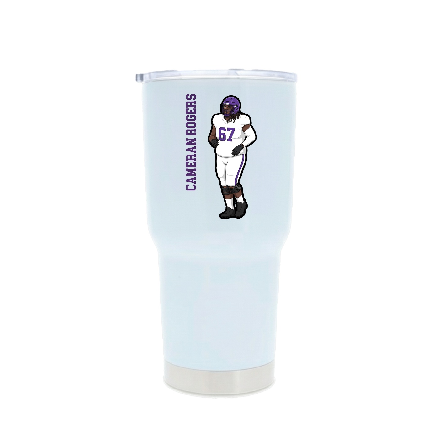 30oz Stainless Steel Tumbler — Name Vertical in White