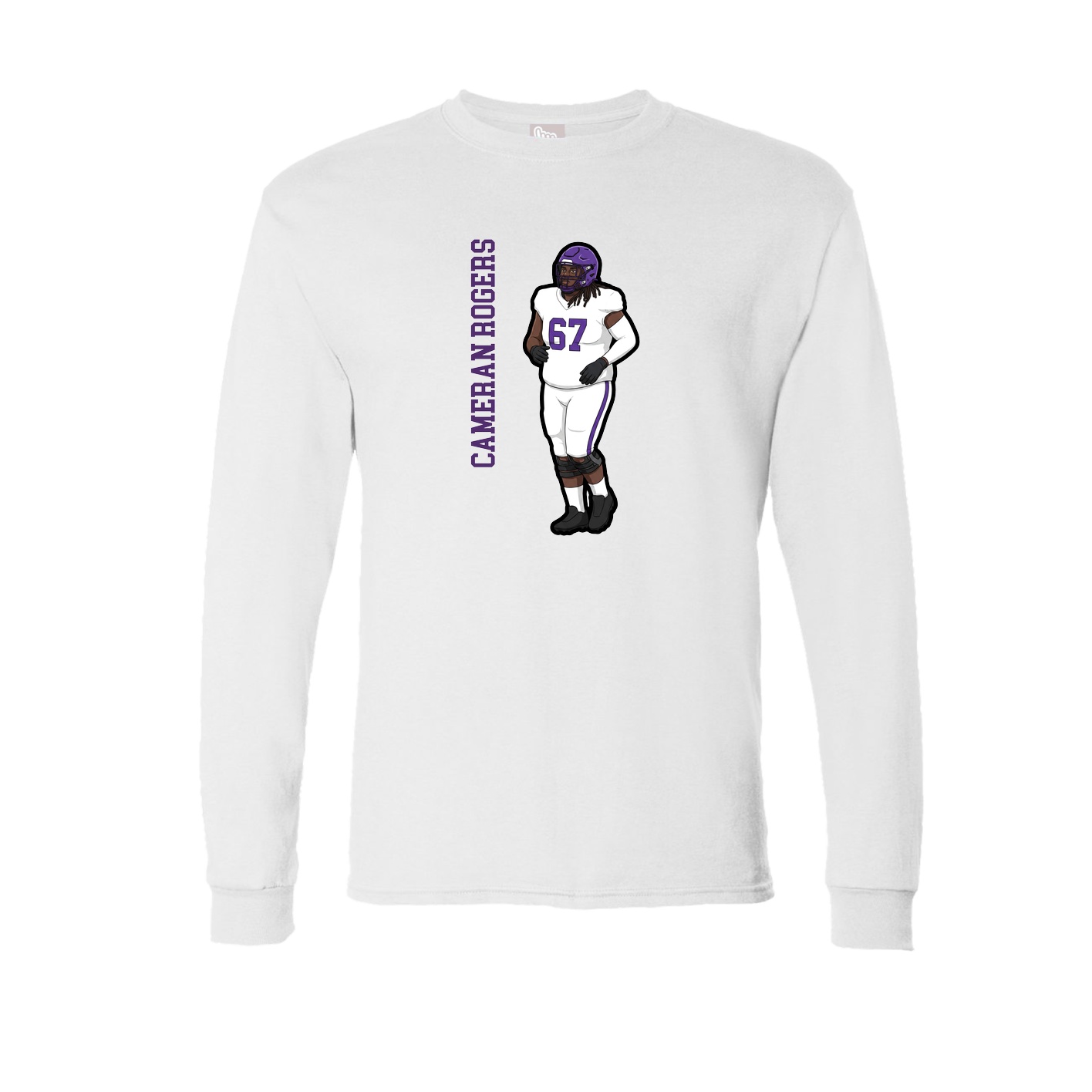 Long Sleeve Tee — Name Vertical in White