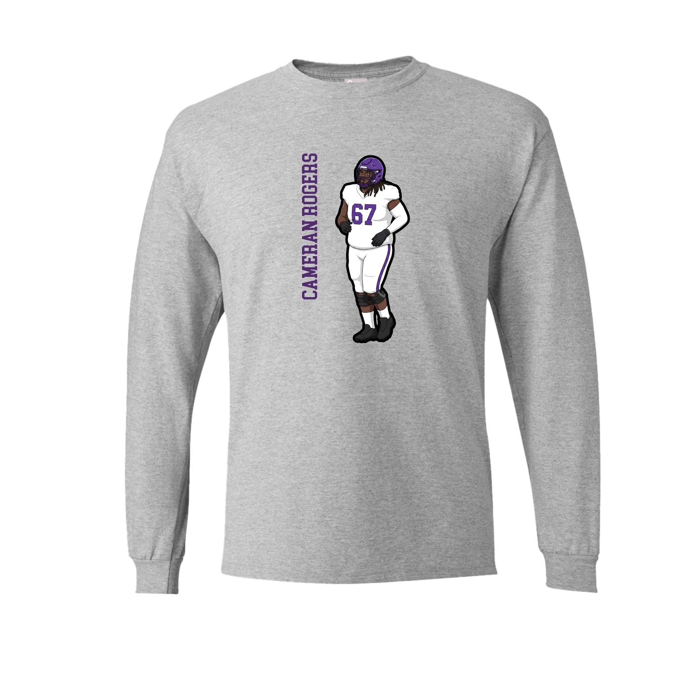 Long Sleeve Tee — Name Vertical in Grey
