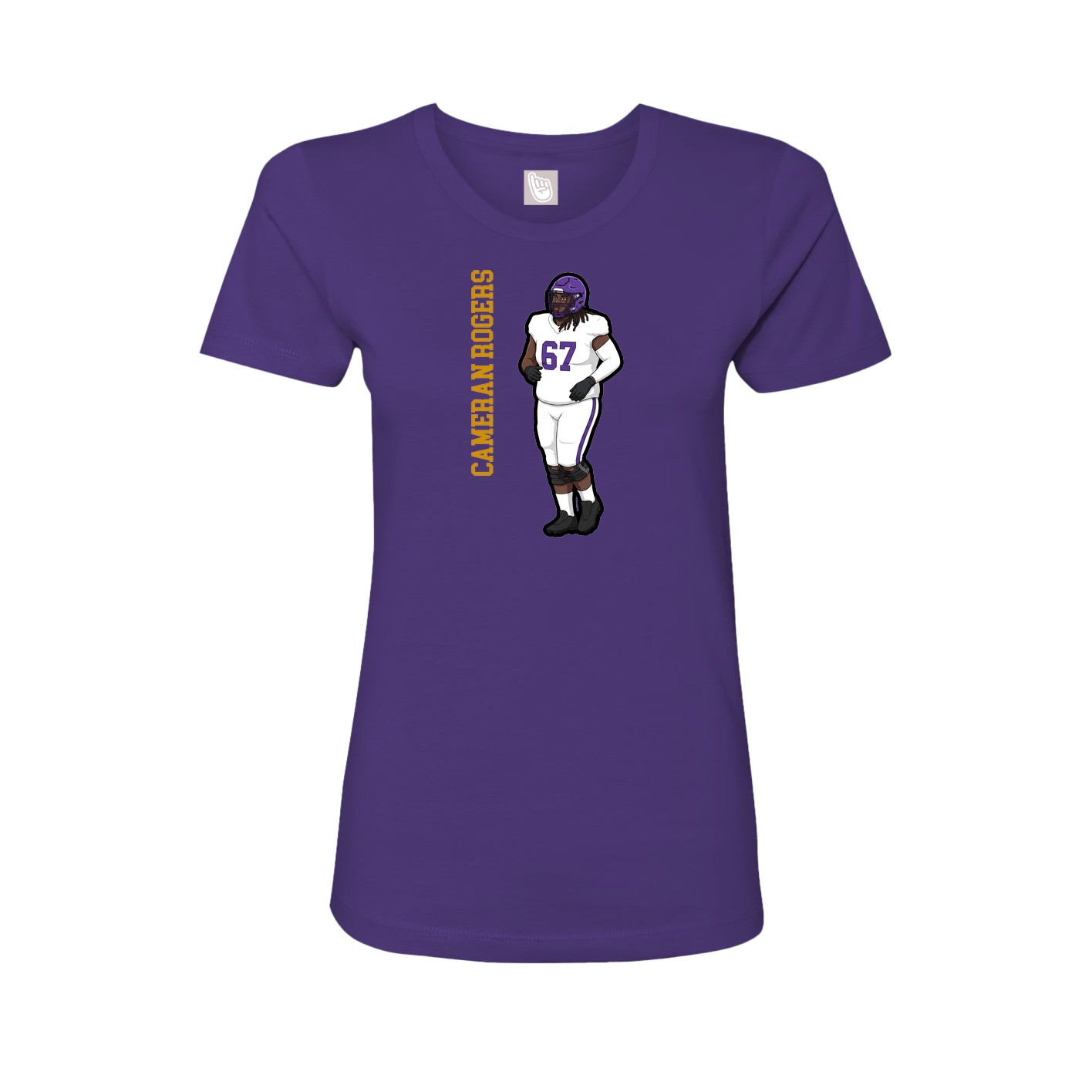 Womens Tee — Name Vertical in Purple