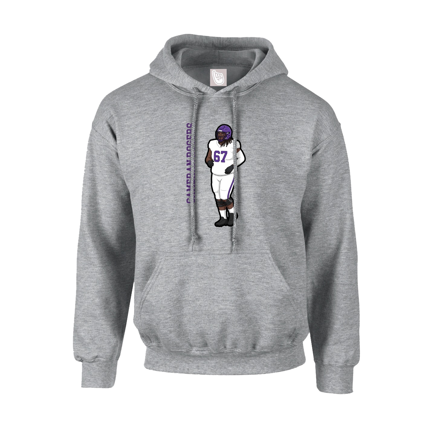 Youth Hoodie — Name Vertical in Grey