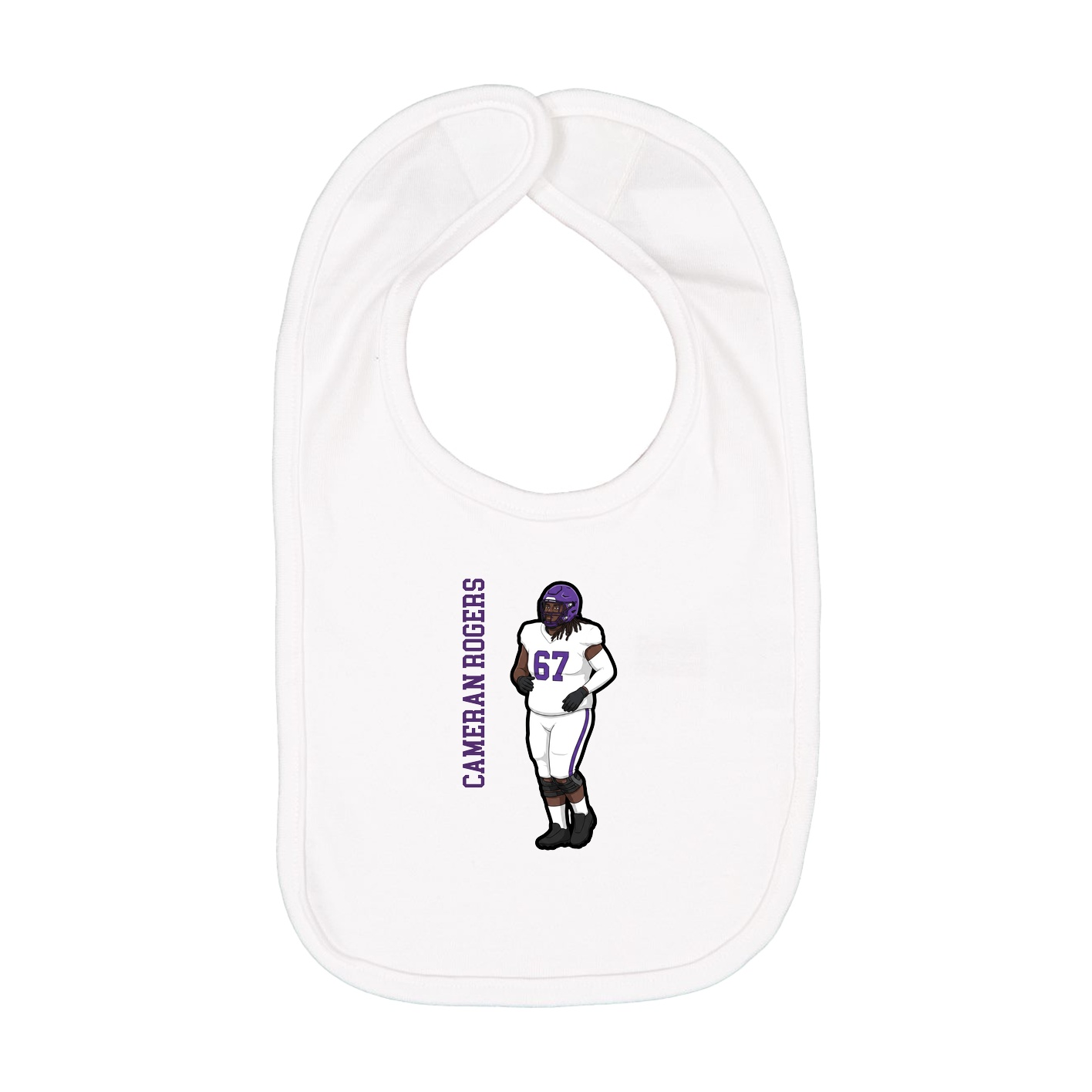 Infant Bib — Name Vertical in White