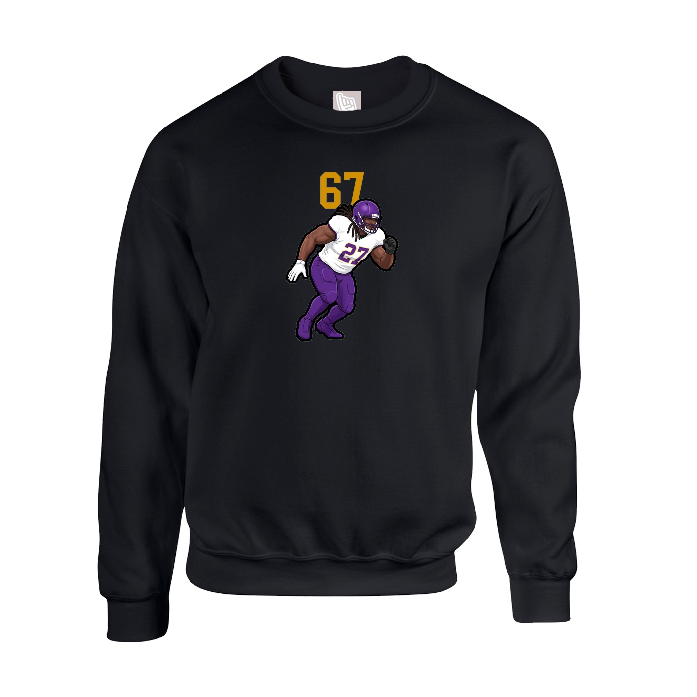 Fleece Crew — Number Top in Black