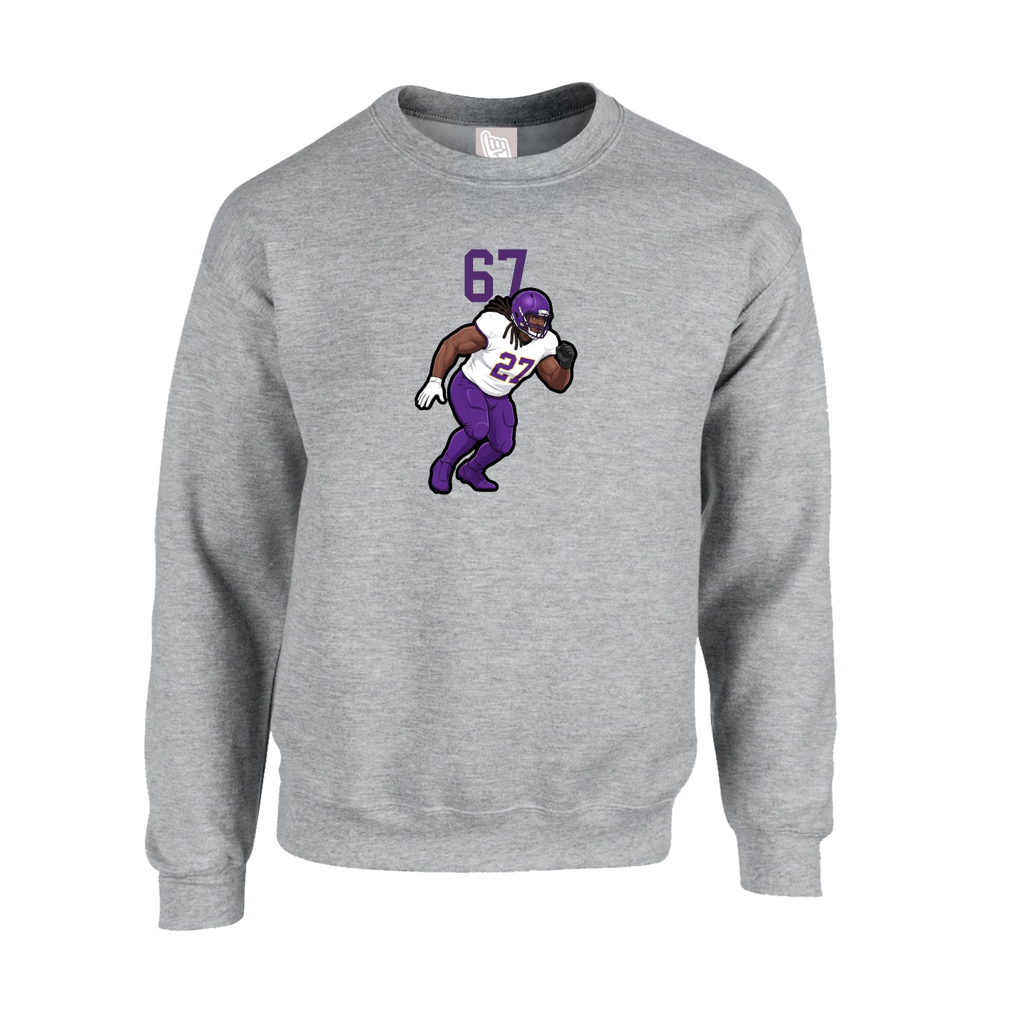 Fleece Crew — Number Top in Grey