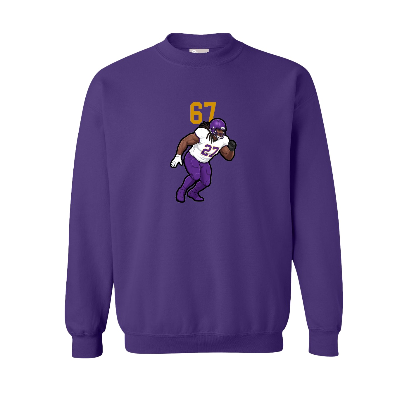 Fleece Crew — Number Top in Purple