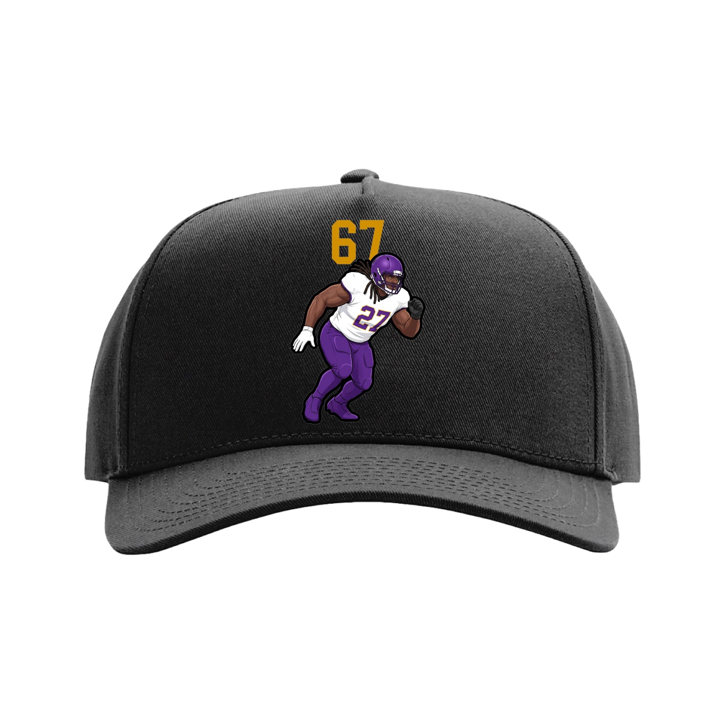 Full Fabric Five-Panel Champ Cap — Number Top in Black