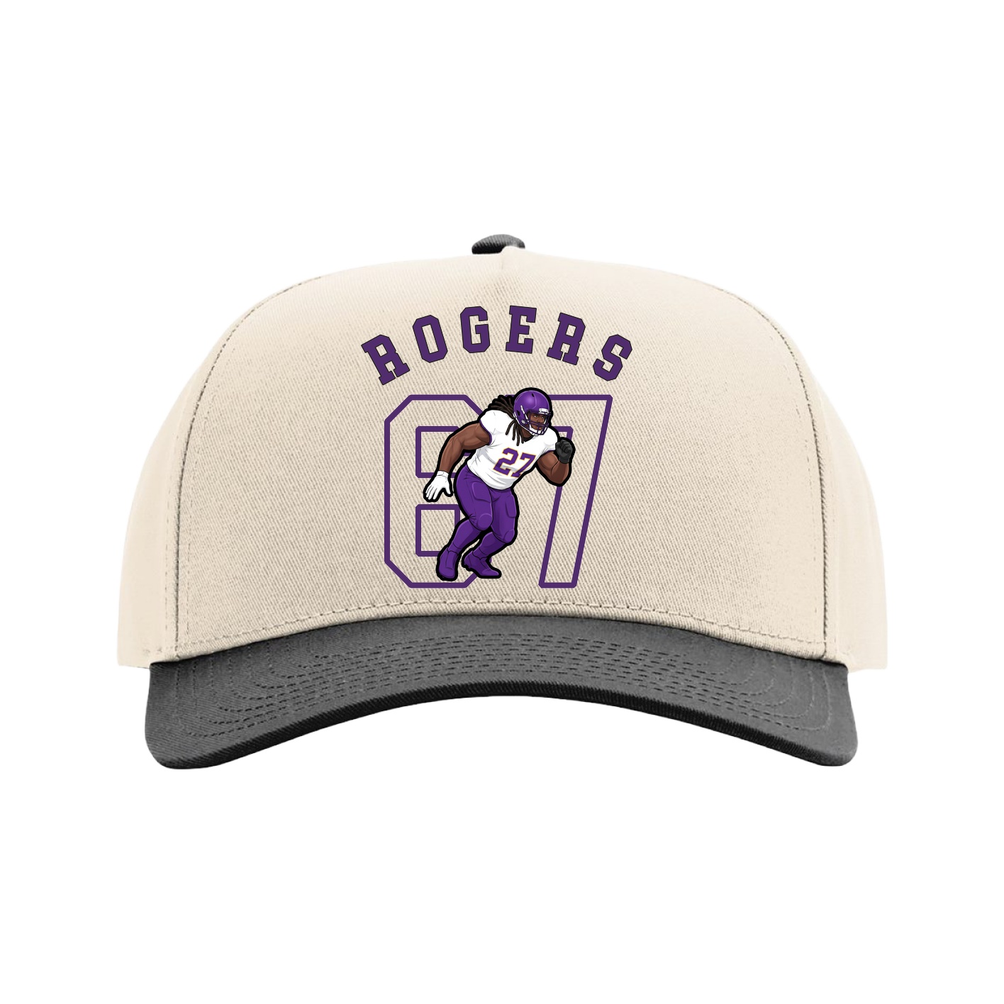 Full Fabric Five-Panel Champ Cap — Shirsey Arch in Cream/Black