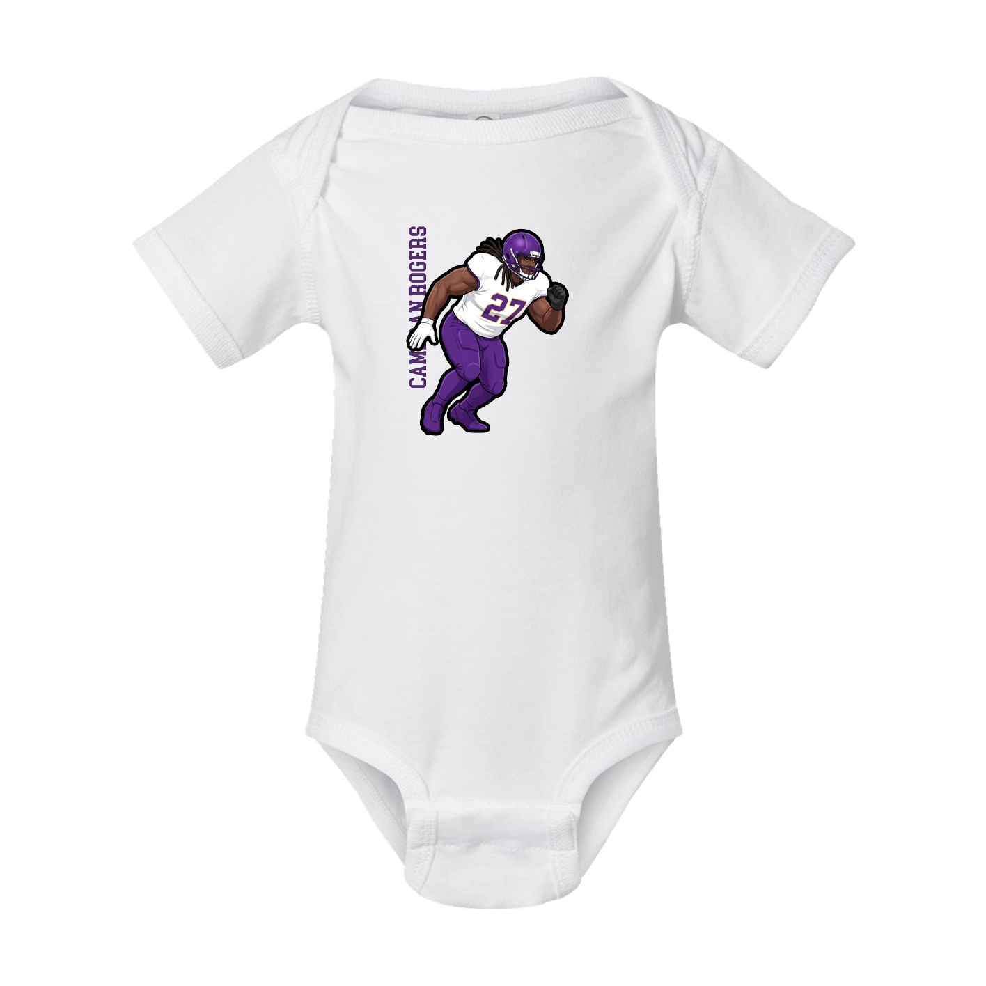 Baby Onesie — Name Vertical in White