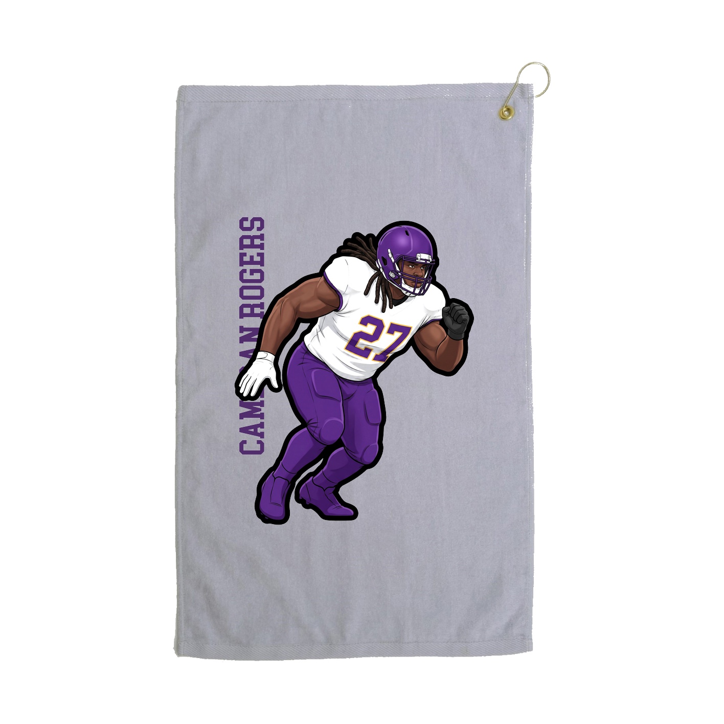 Golf Towel — Name Vertical in Grey