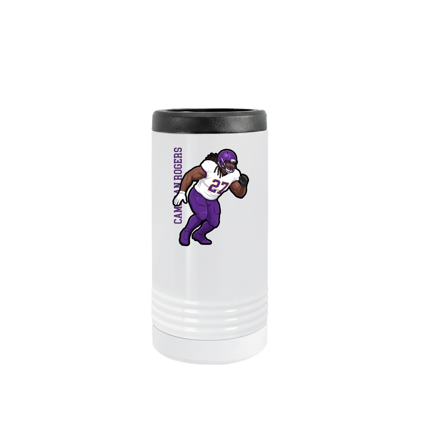 Slim Beverage Holder — Name Vertical in White
