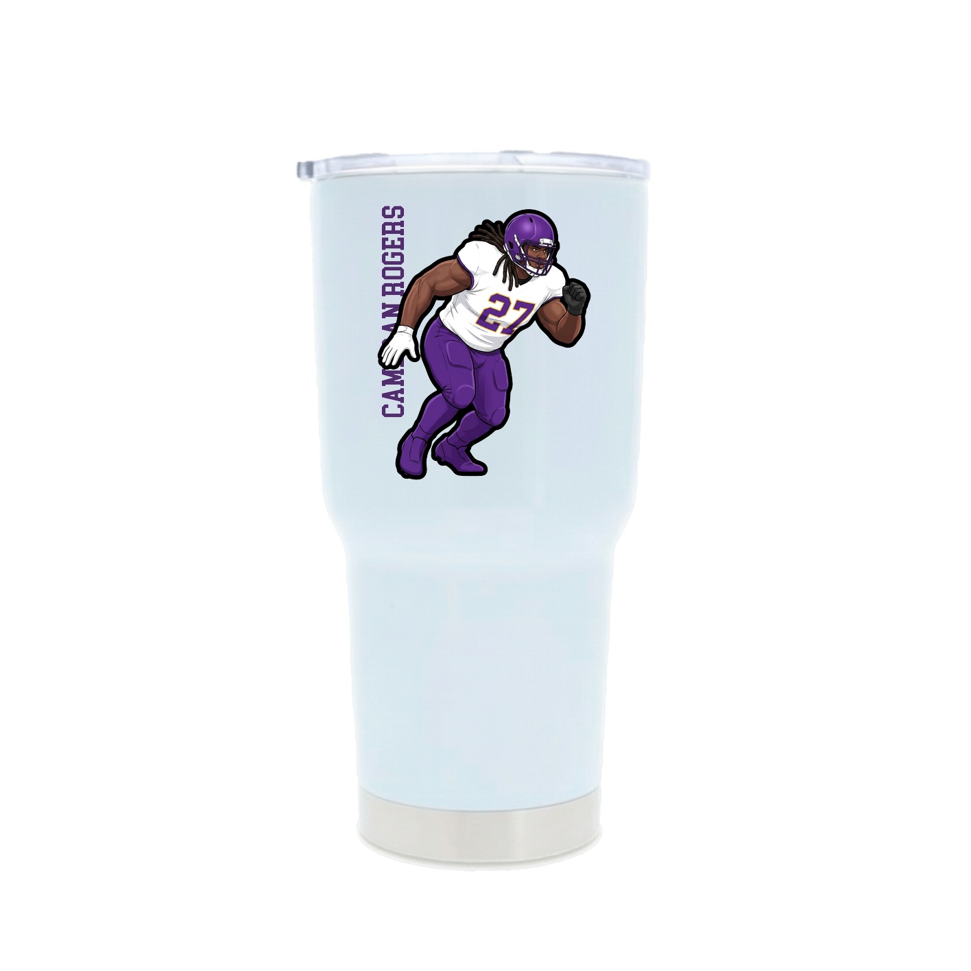 30oz Stainless Steel Tumbler — Name Vertical in White