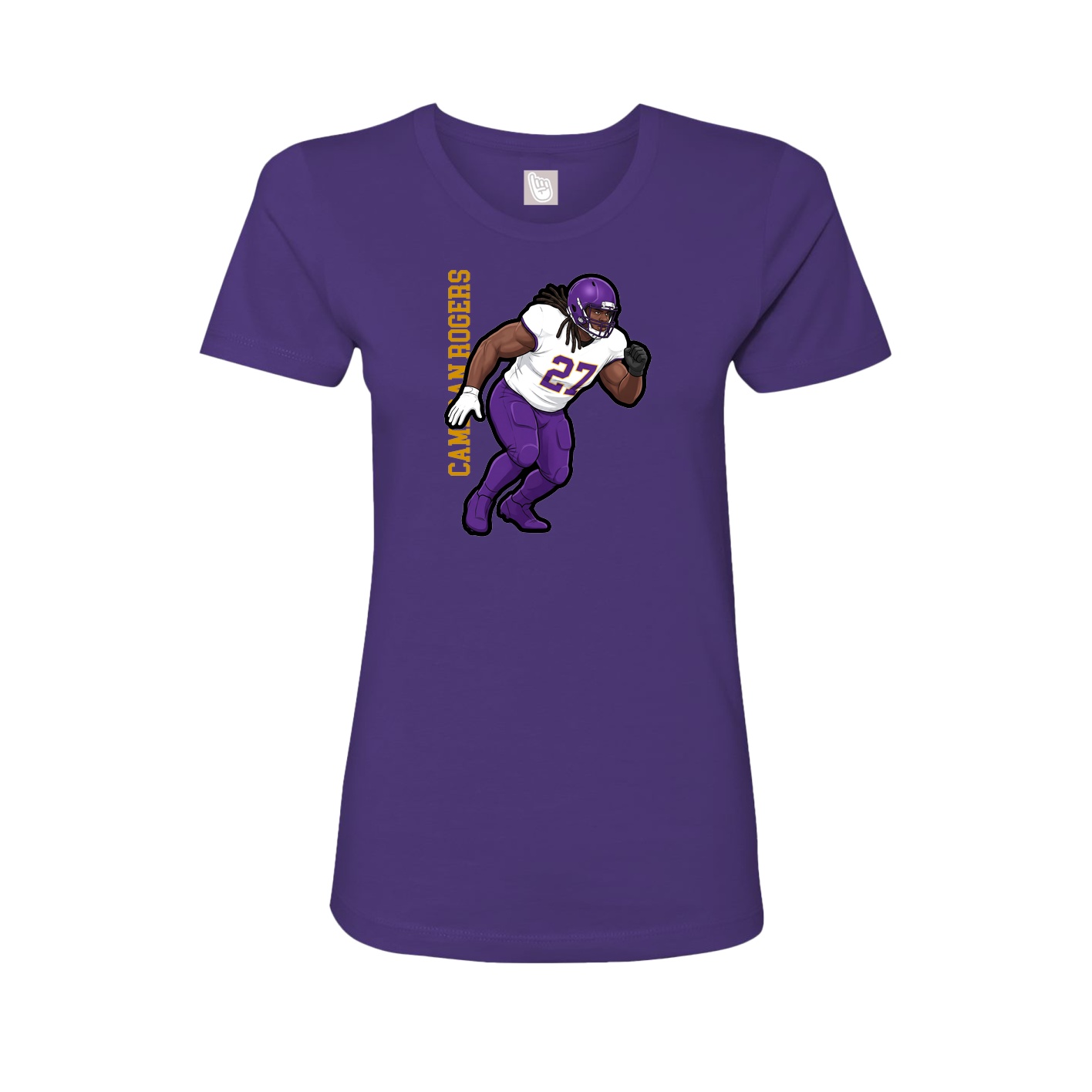 Fitted Women's Tee — Name Vertical in Purple