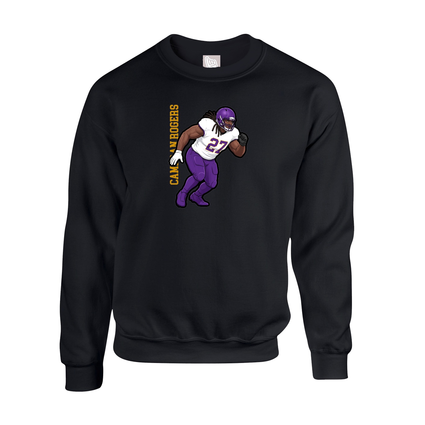 Fleece Crew — Name Vertical in Black