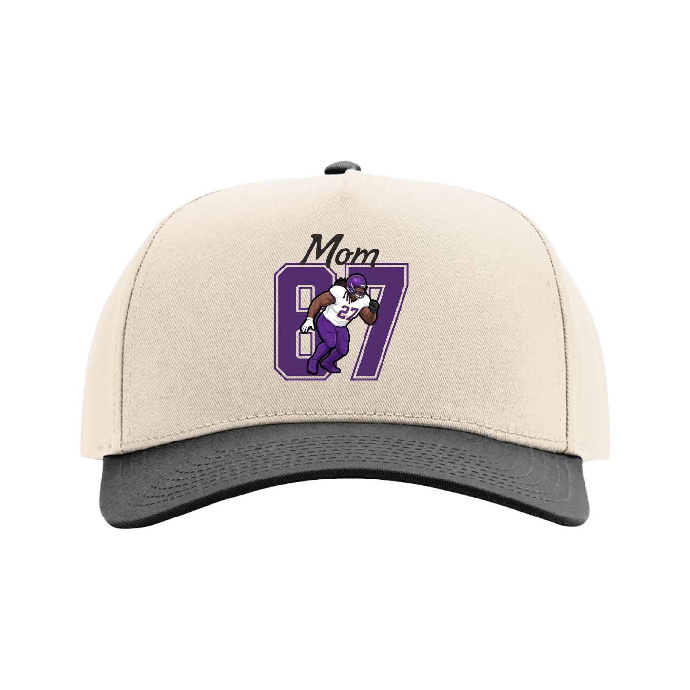 Full Fabric Five-Panel Champ Cap — Mothers Day Shirsey in Cream/Black