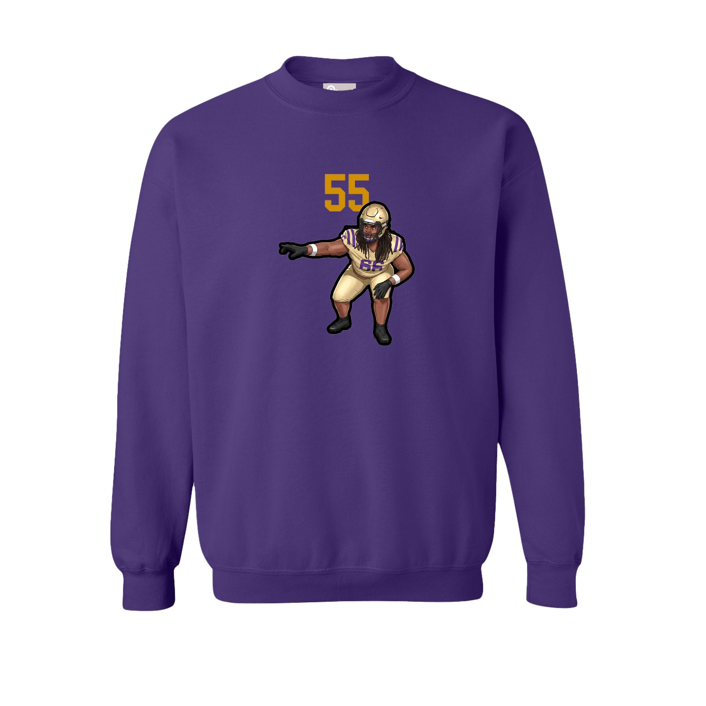 Fleece Crew — Number Top in Purple