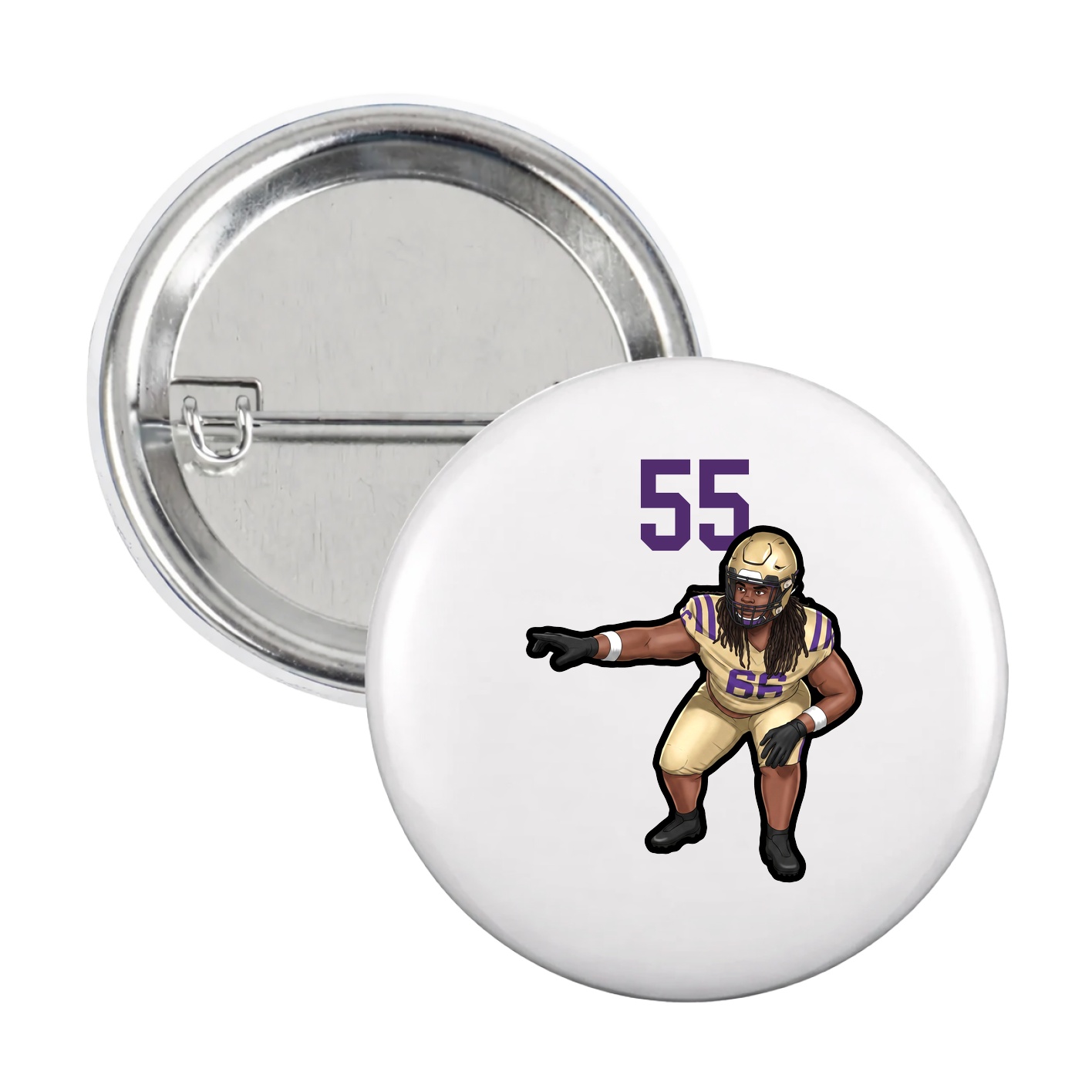 Game Day Button — Number Top in White