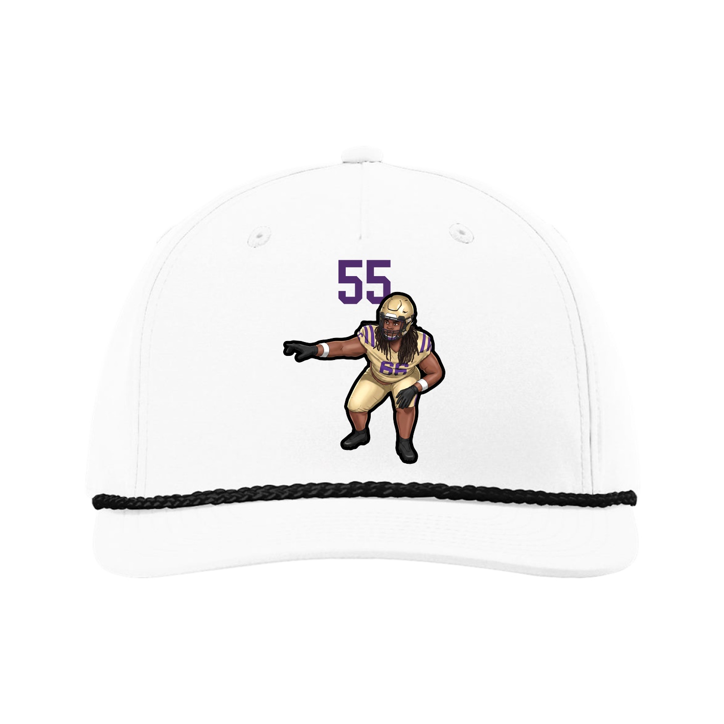 Five-Panel Classic Rope Cap — Number Top in White