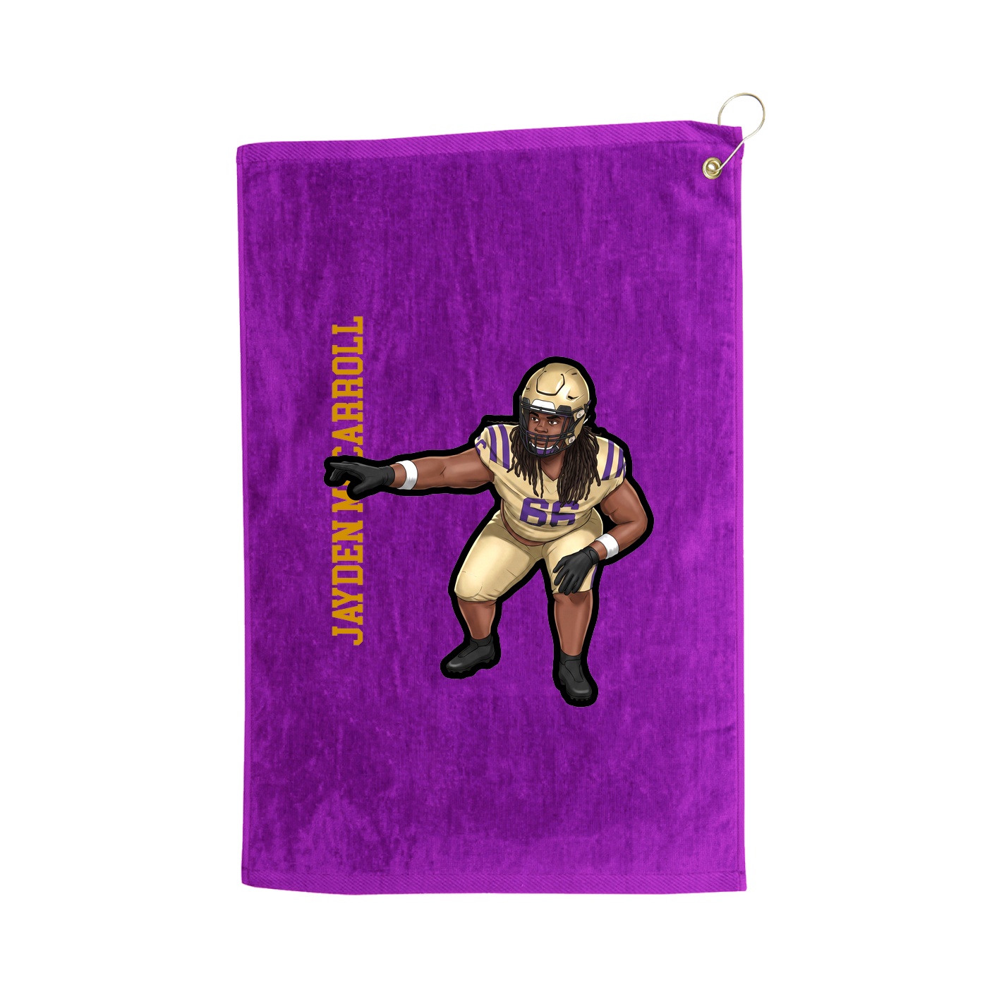 Golf Towel — Name Vertical in Purple