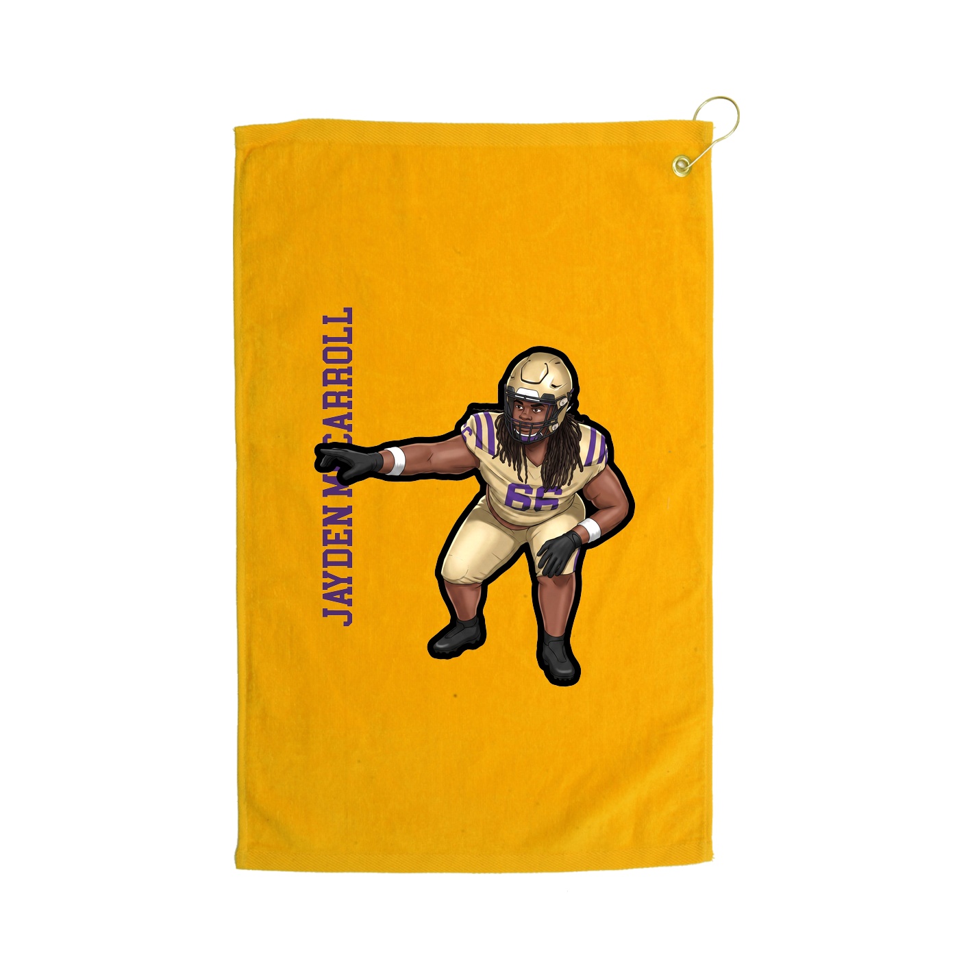 Golf Towel — Name Vertical in Gold