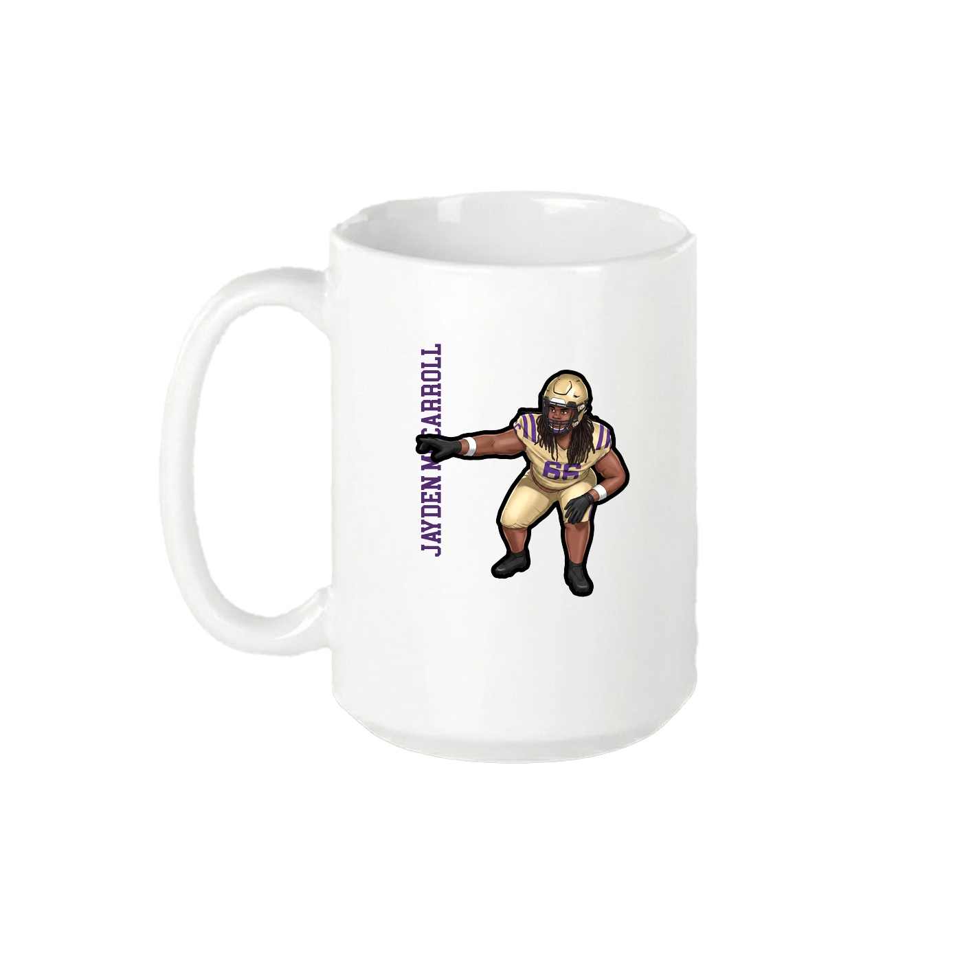 15oz Coffee Mug — Name Vertical in White